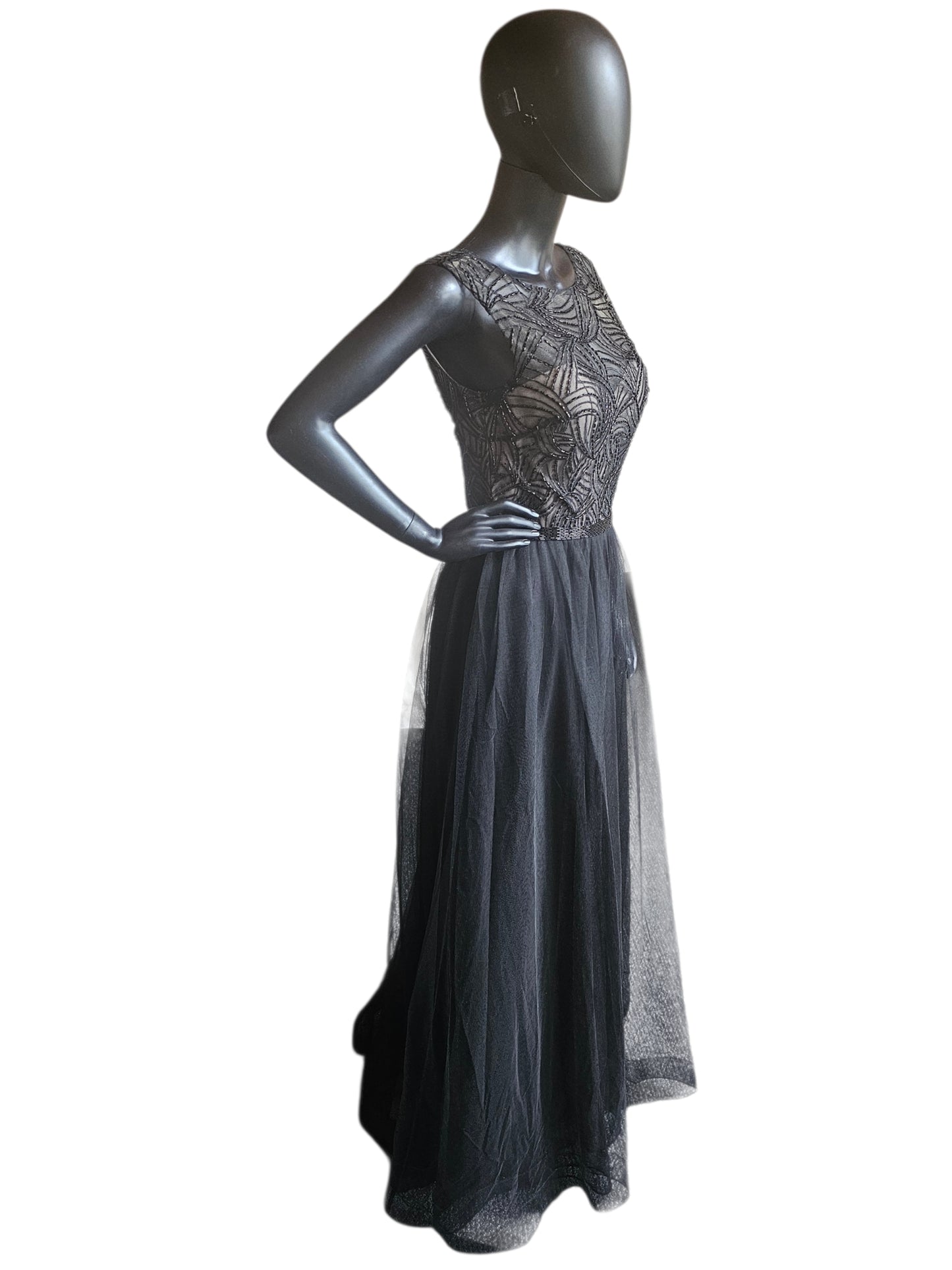 Black Embroidered A-Line - Mori Lee