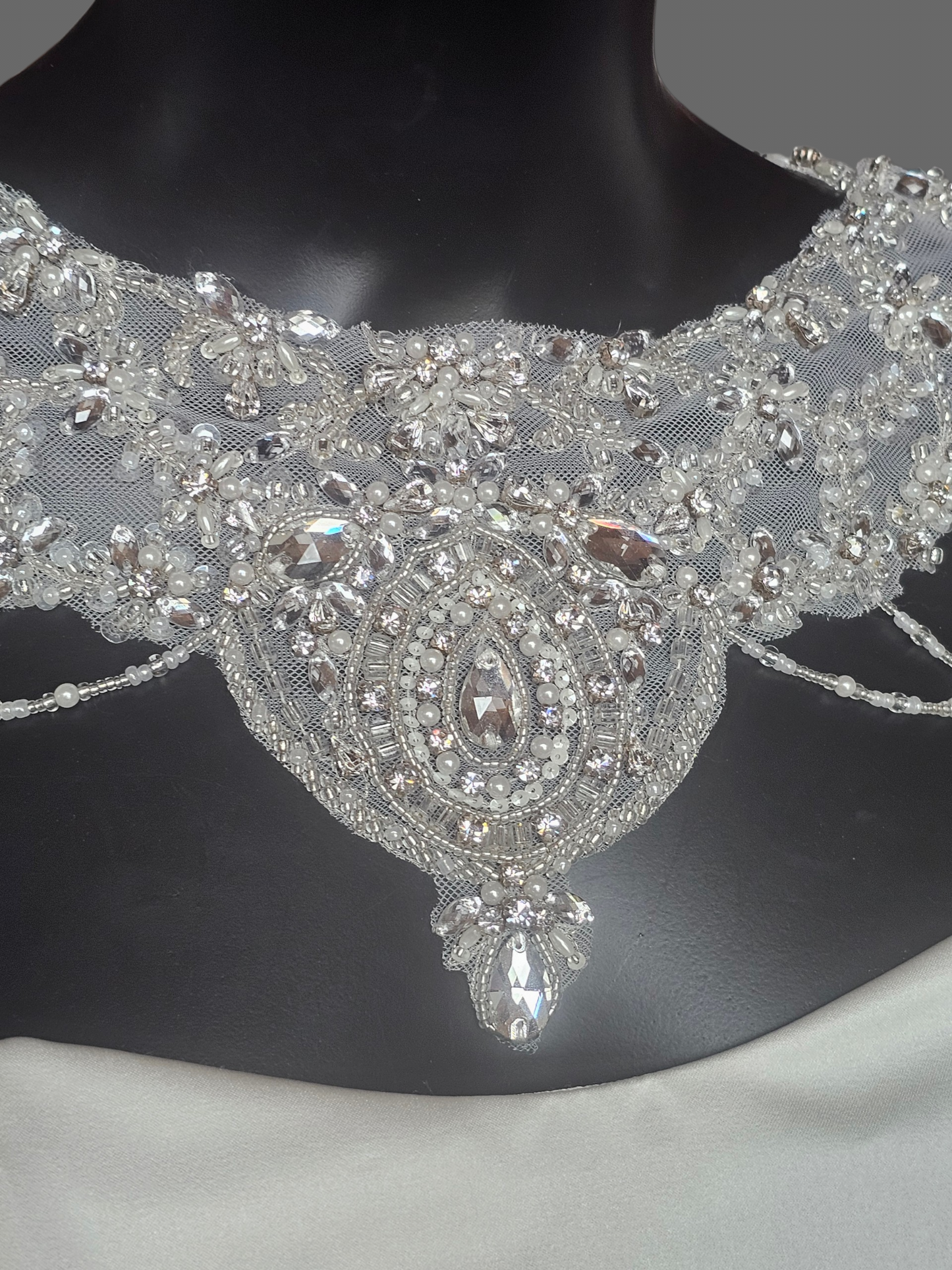 Beaded Applique Draped Shoulder Necklace/Capelet
