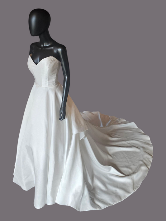 Strapless Contoured Bodice Diamantina Satin Wedding Gown - Morilee