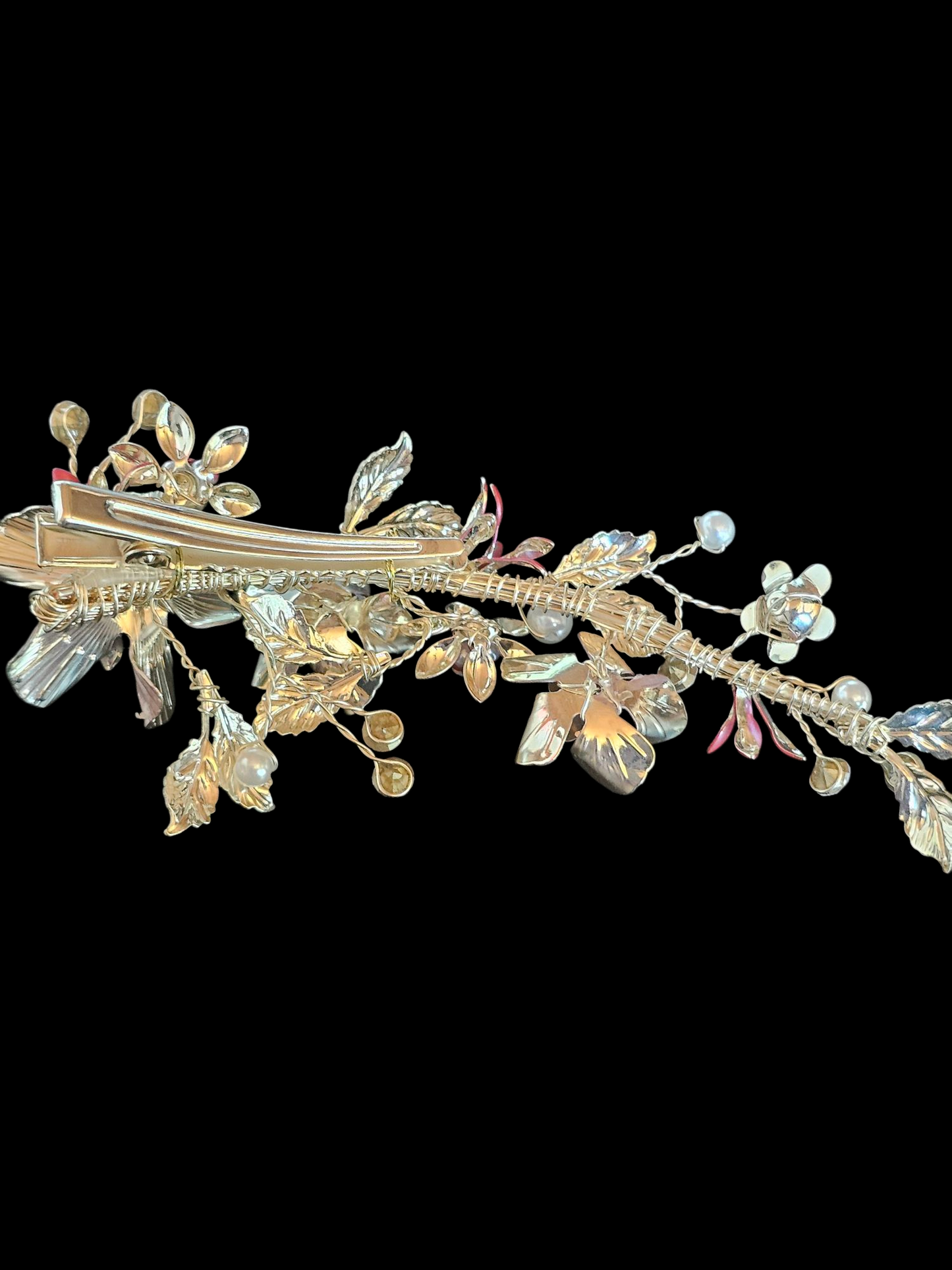 Soft Pink Metal Floral Hair Clip - Le Crystal