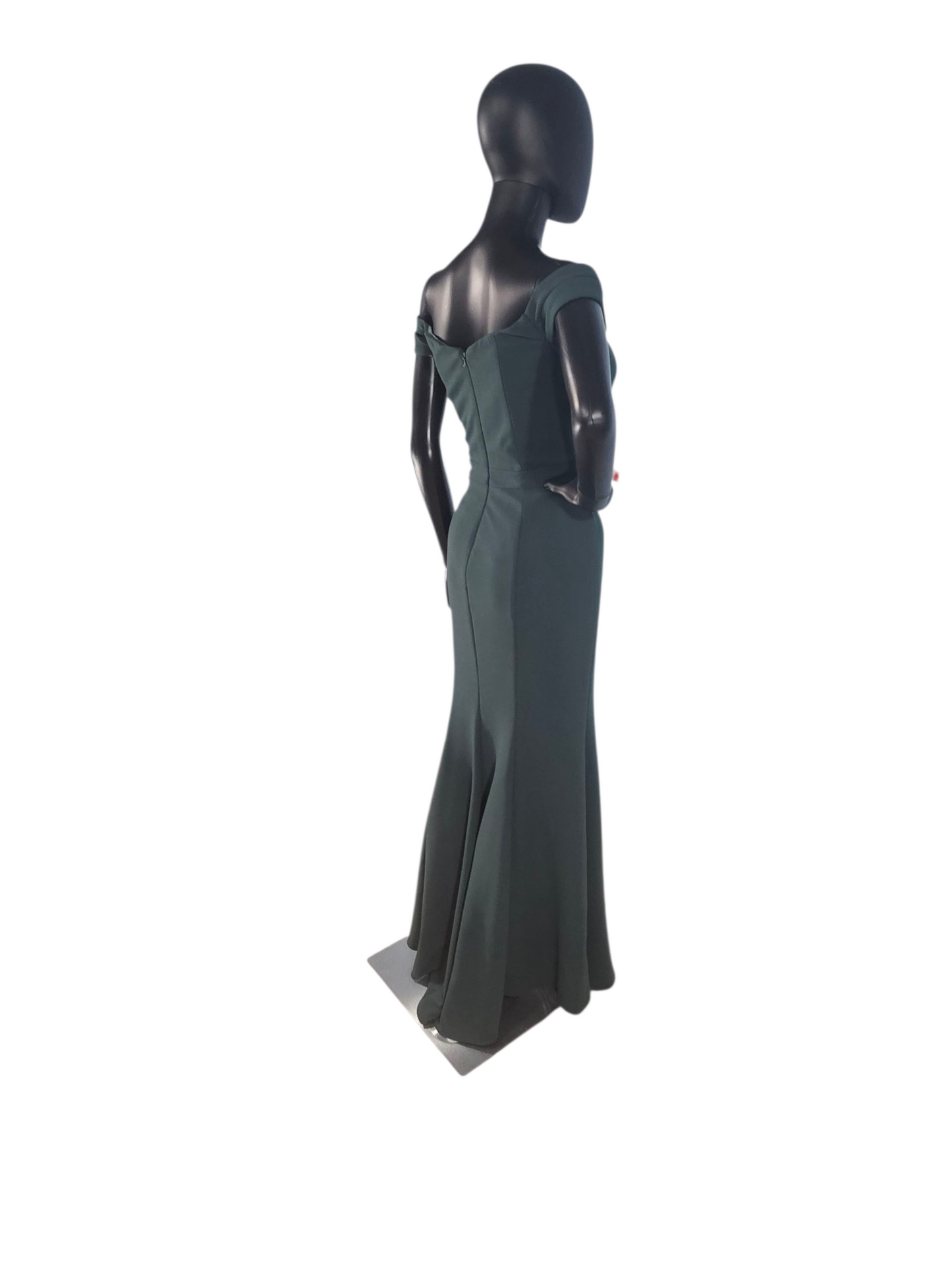 Fit/Flare Evergreen Crepe Full Length Formal Dress - Bill Levkoff