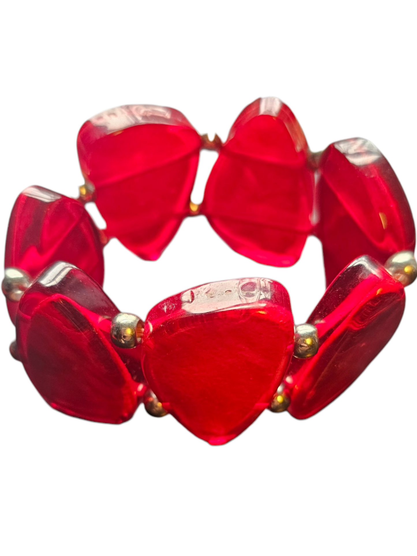 Vintage Large Red Abstract Polished Resin Necklace/Earrings/Bracelet Set