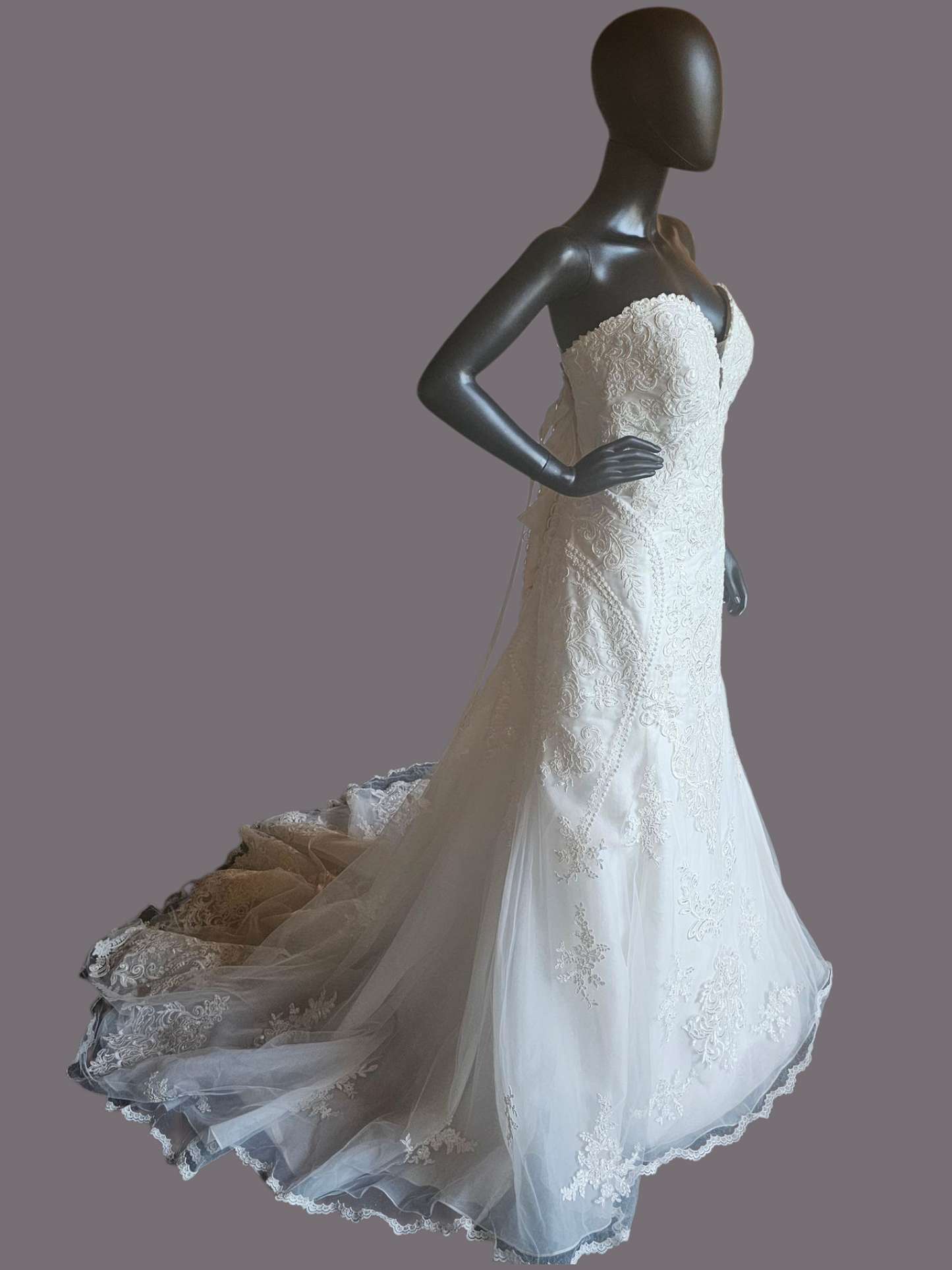 Ivory Embroidered Mermaid/Fit Flare Wedding Gown - Stella York NWT