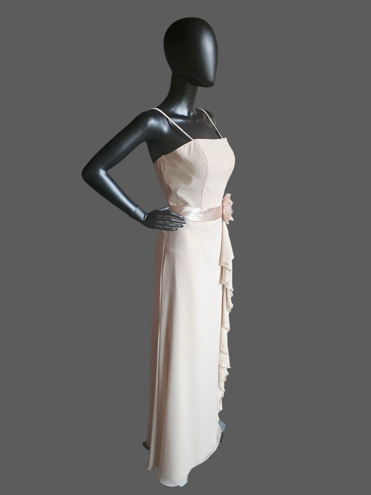 Cream Simple Chiffon Flower Belt Maxi Dress - Forever Yours