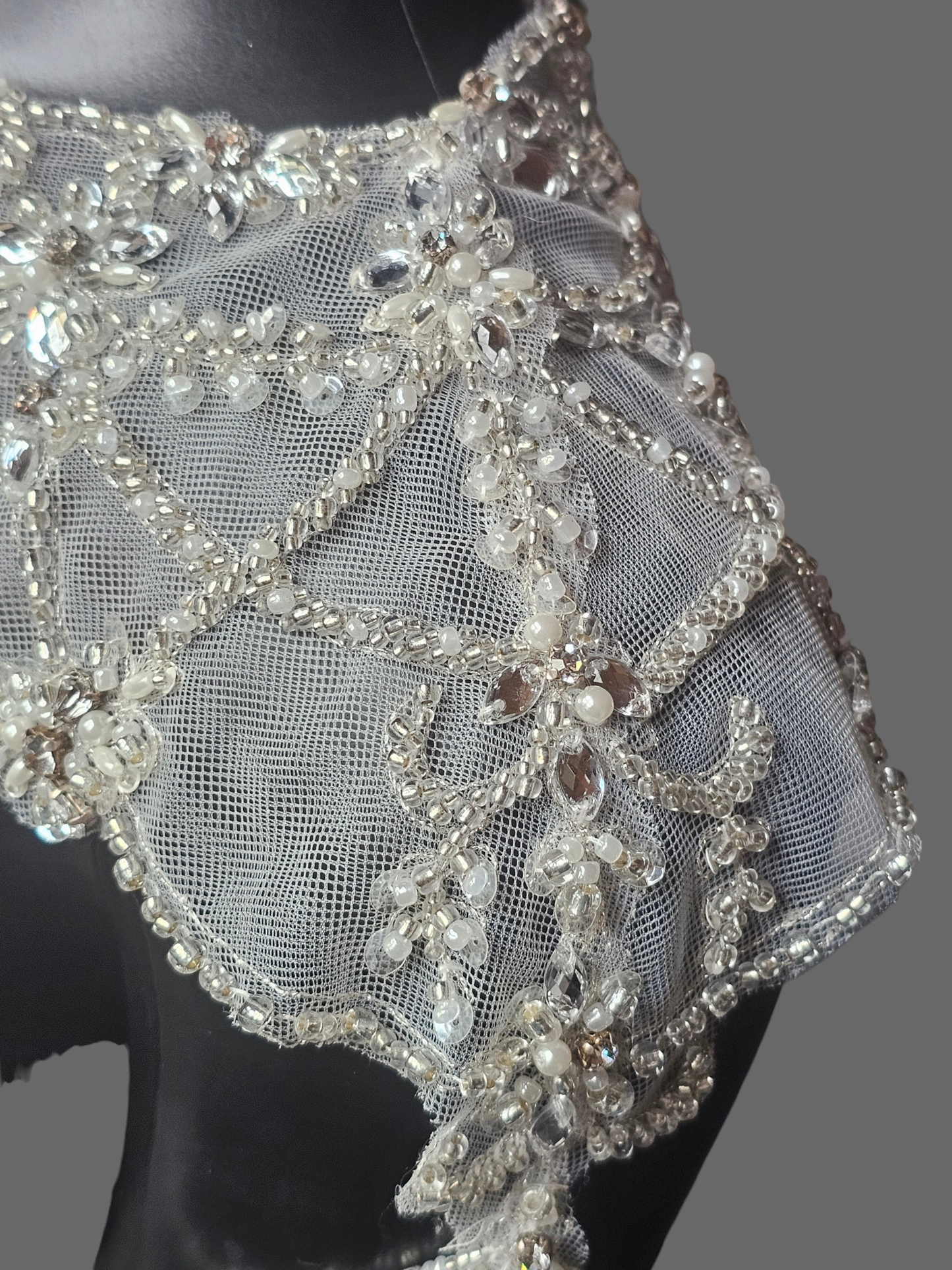 Beaded Applique Draped Shoulder Necklace/Capelet