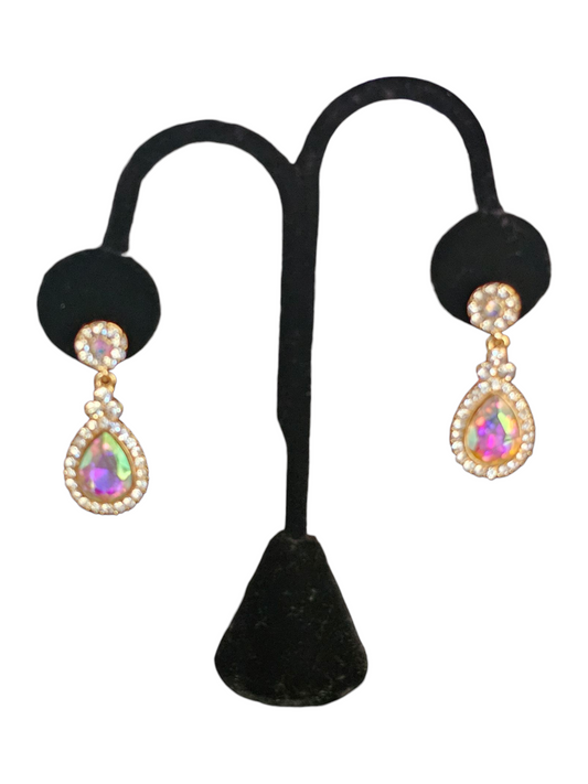 Gold Iridecent Teardrop Earring