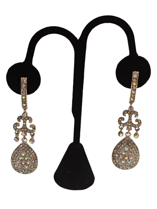 Large Iridescent Teardrop Chandelier Earring