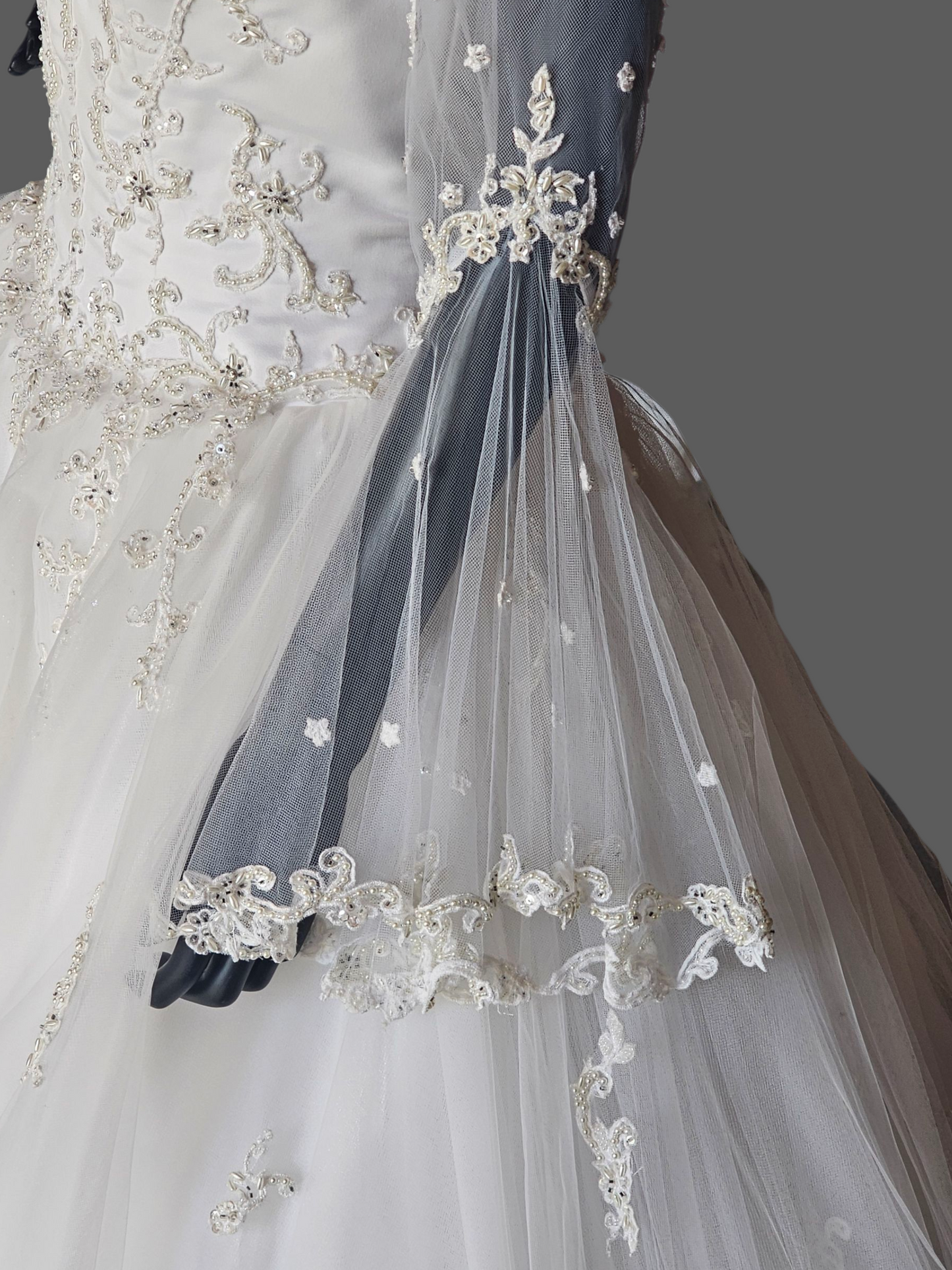 Vintage Off Shoulder Renaissance Sleeve Wedding Ball Gown - Mori Lee