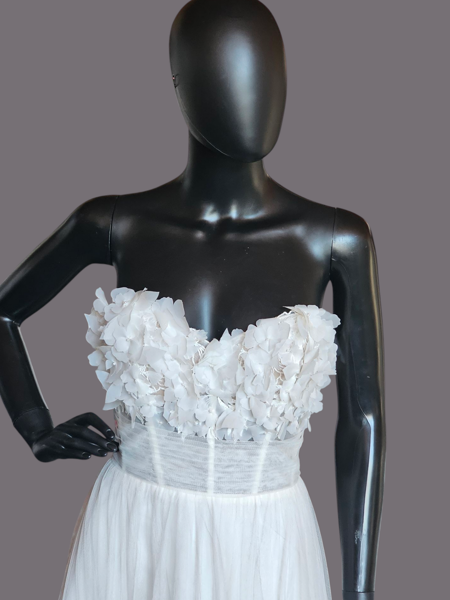 Ivory/Latte Floral Full Tulle Wedding Gown - Sincerity