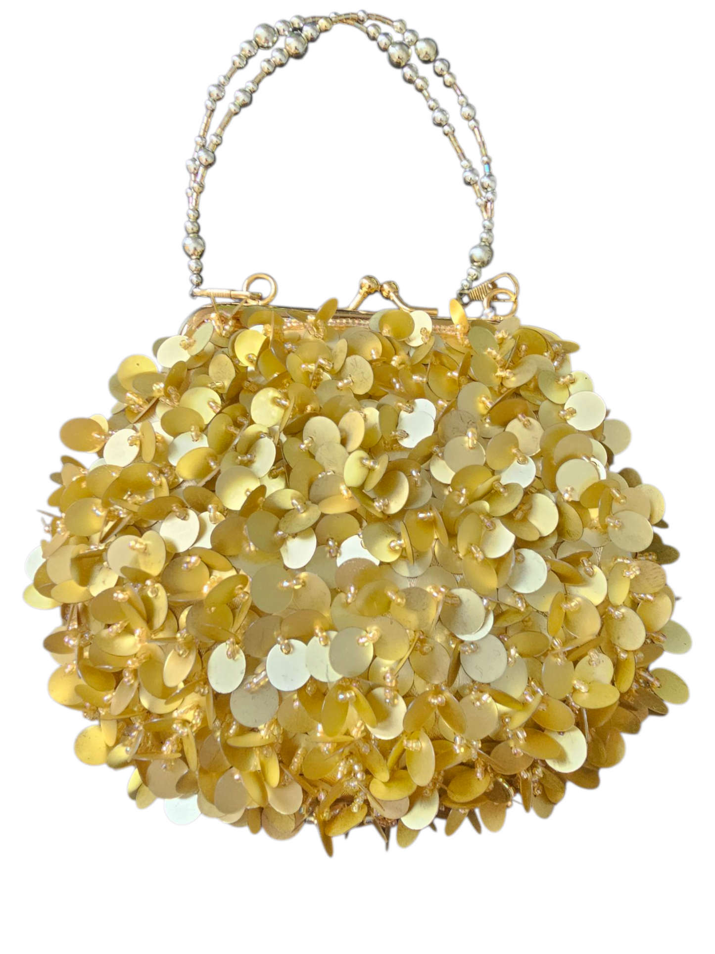 Gold Beaded Coin Handbag