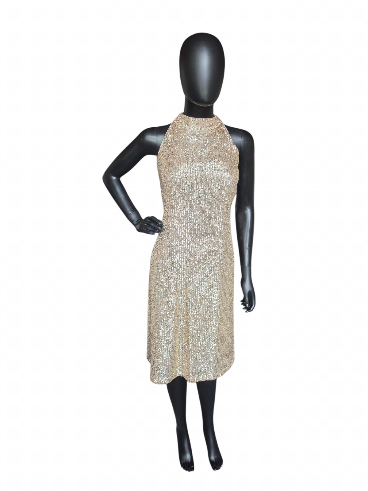 Gold Sequin Racer Cocktail Dress - Ann Taylor
