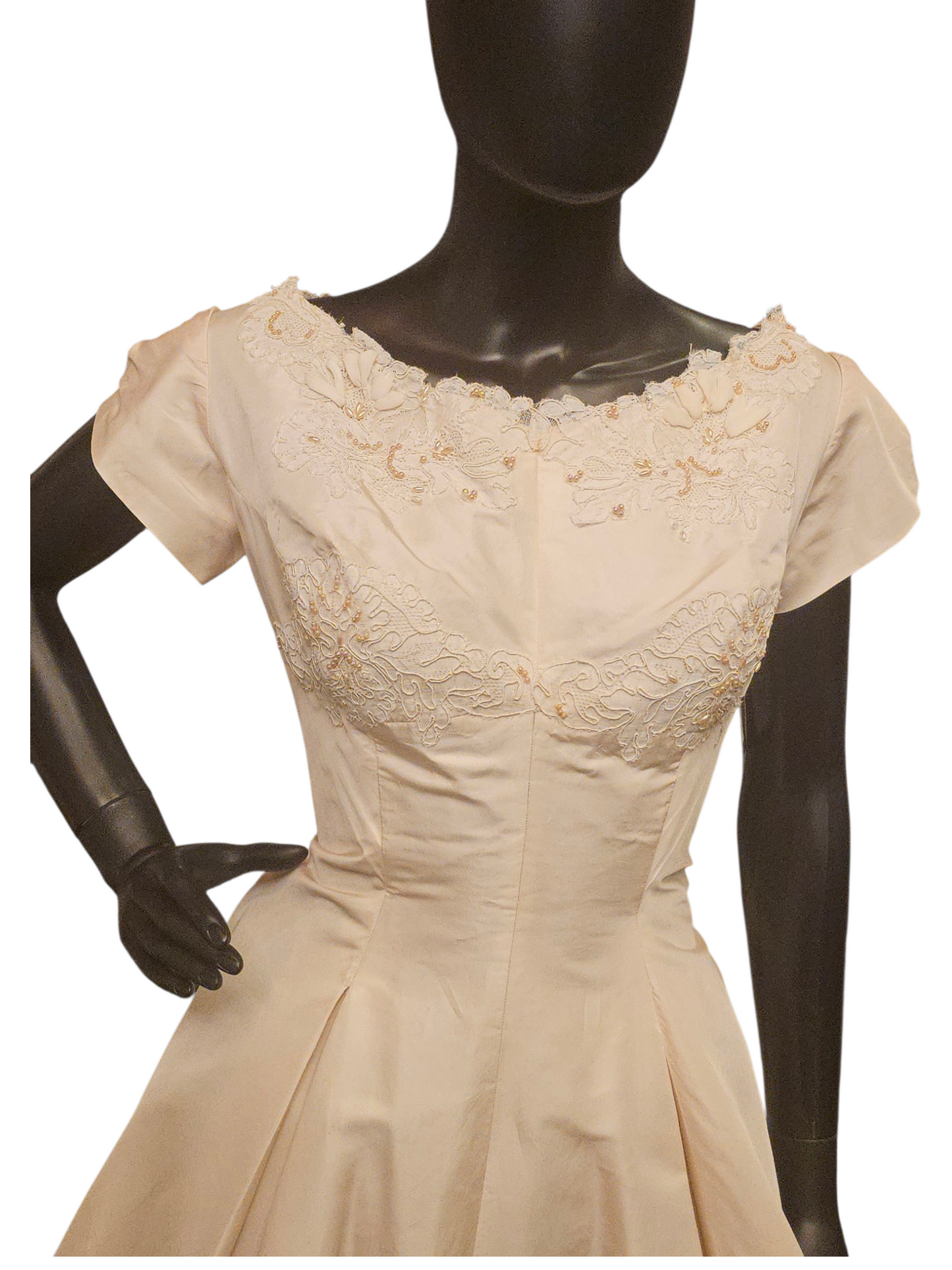 Vintage 50's Cream Silk Wedding Gown