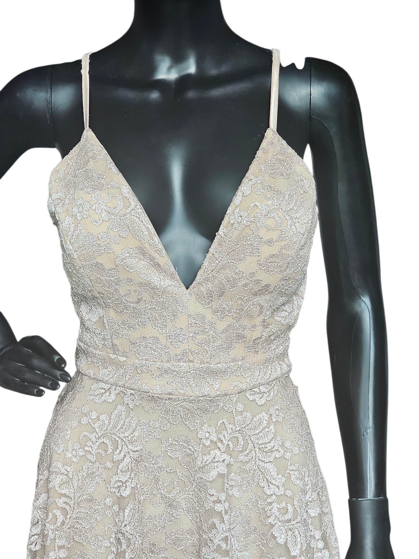 Nude/Gold Sparkle Lace Mini Party/Cocktail Dress - Windsor