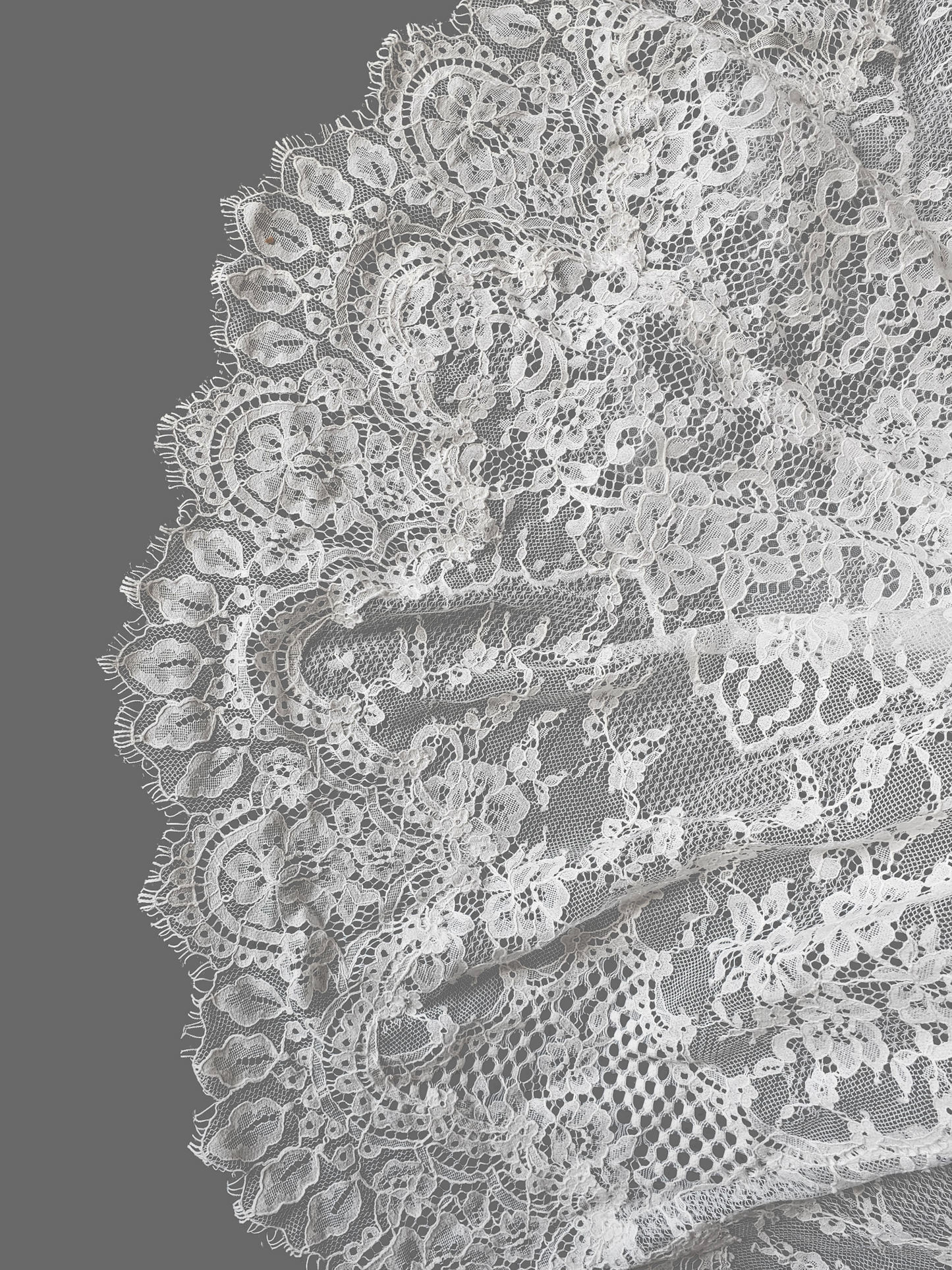 Off Shoulder Soft Ivory Lace Sleeve Fit/Flare Wedding Gown - Wtoo