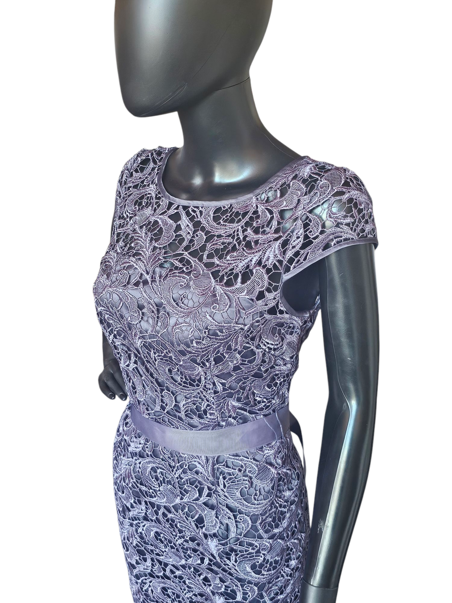 Steel Blue Open Weave Lace - Adrianna Papell