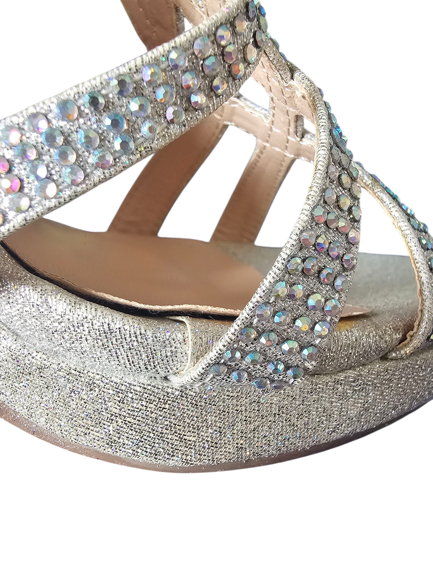 Silver/Iri Crystal Strappy Sandal