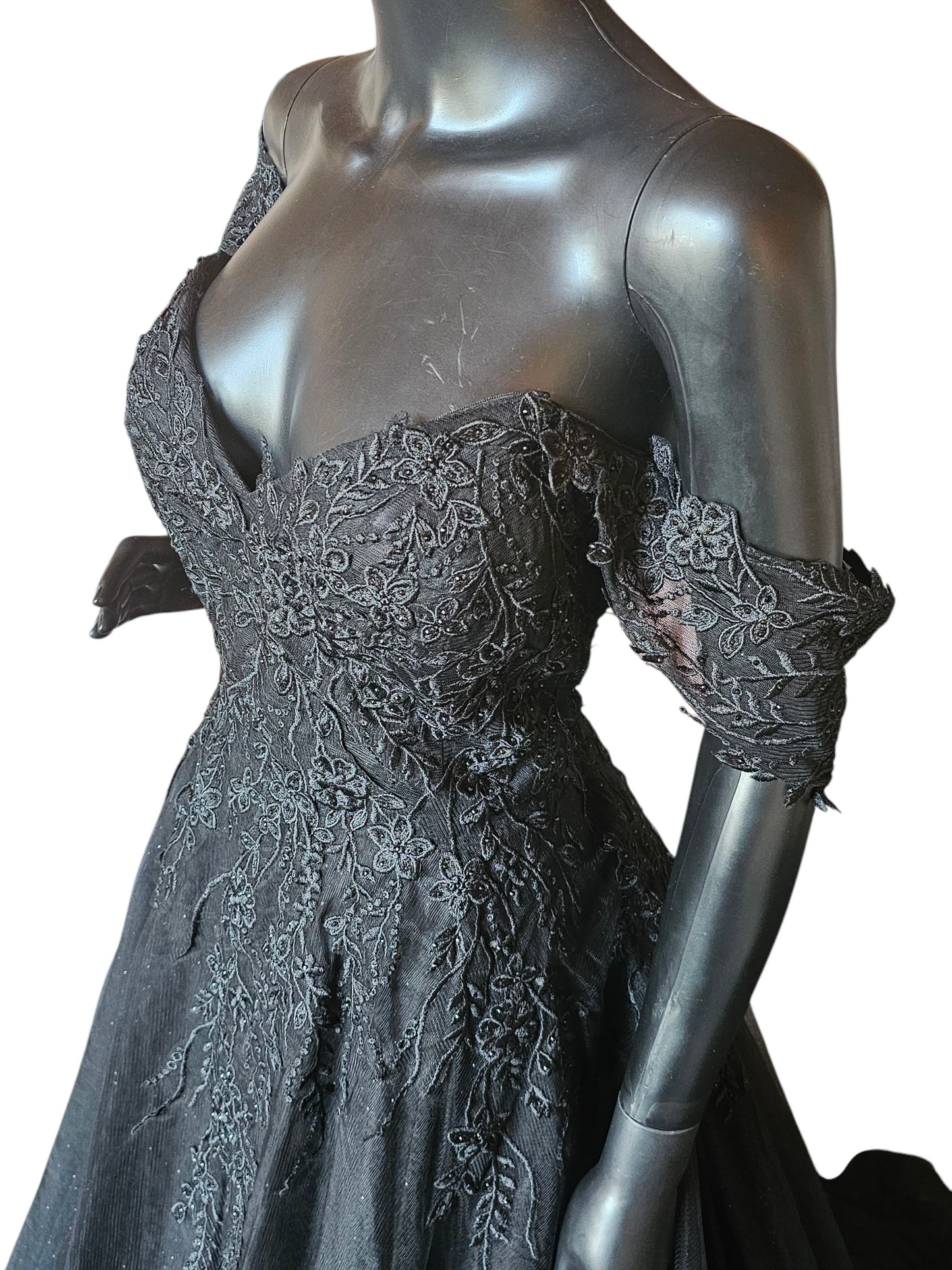 Black Off Shoulder Sparkle Wedding Gown - Nox NWT