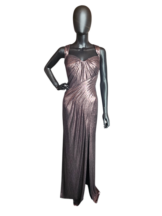 Rose Liquid Gold Drape Halter Formal Dress NWT - Tadashi Shoji