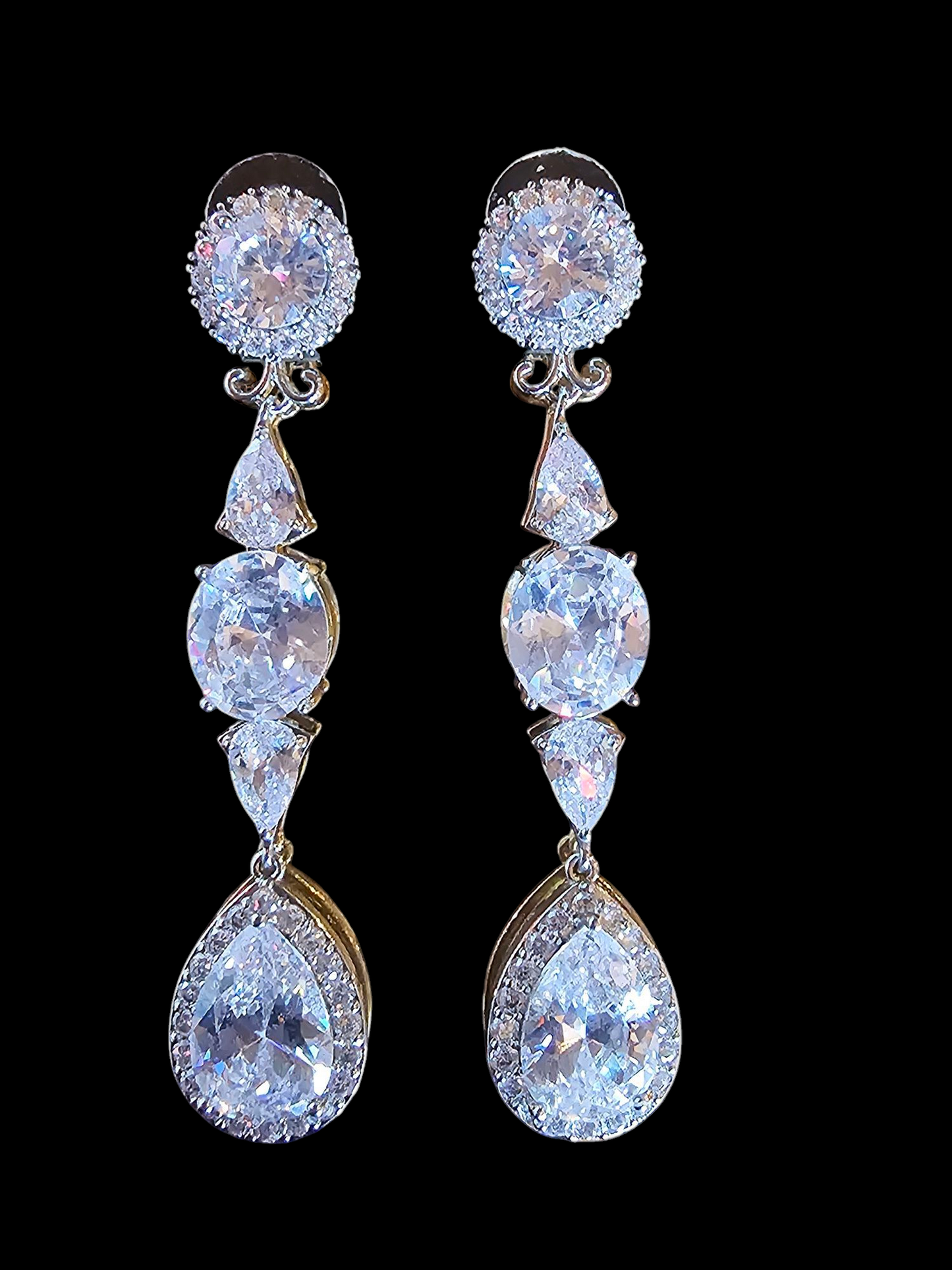 Extra Long Teardrop Crystal Earring