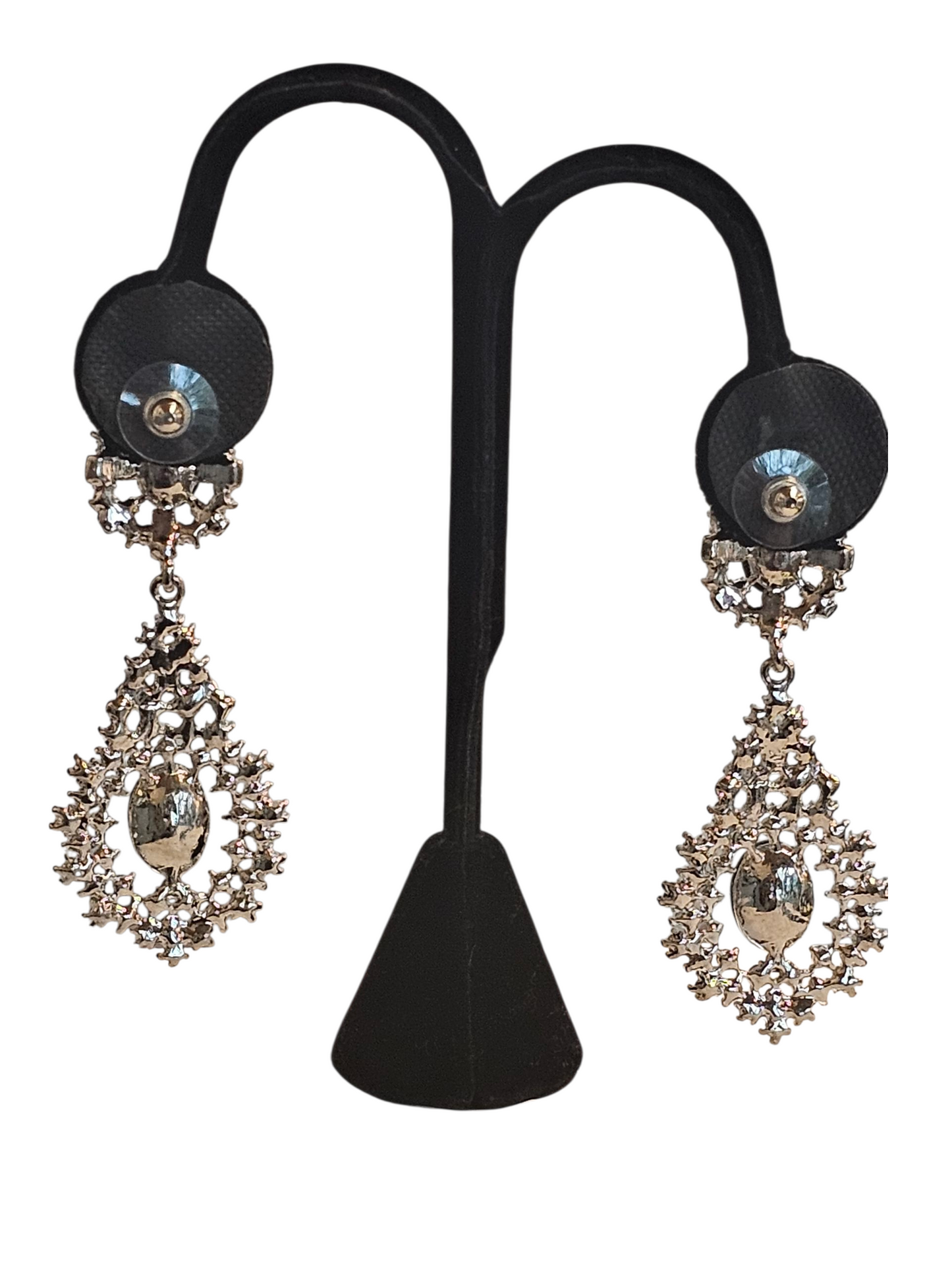 Black/Silver Crystal Drop Earring