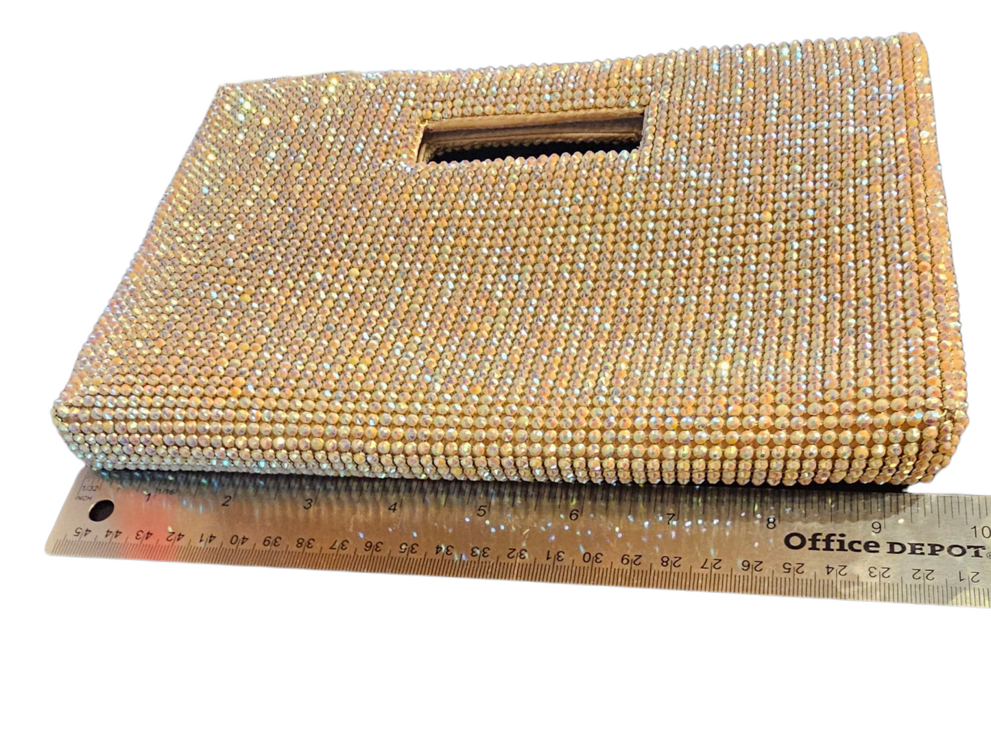 Rose Gold Beaded Square Clutch - Jessica McClintock
