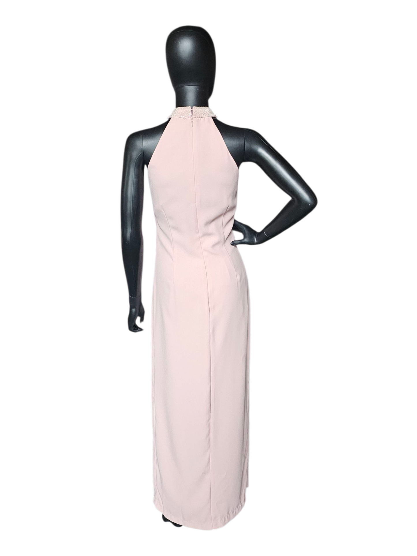 Soft Pink High Neck Sheath Formal Maxi Gown W/Jacket - Malas New York