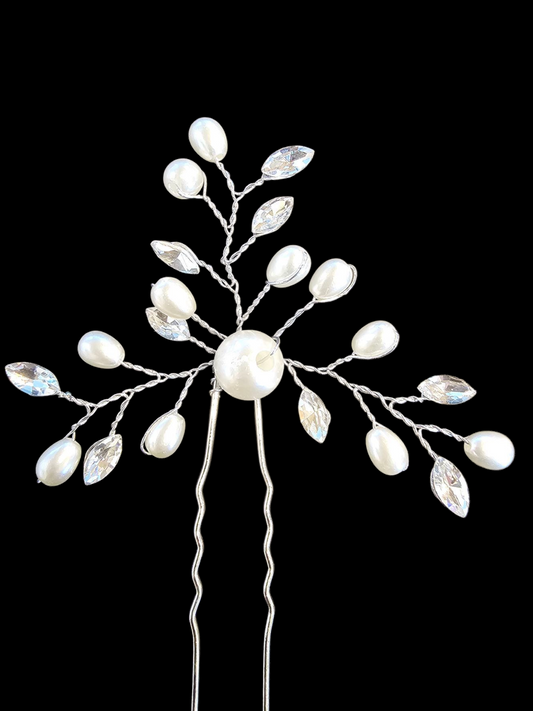 Pearl/Crystal Ivy Hair Pin (2 avail)