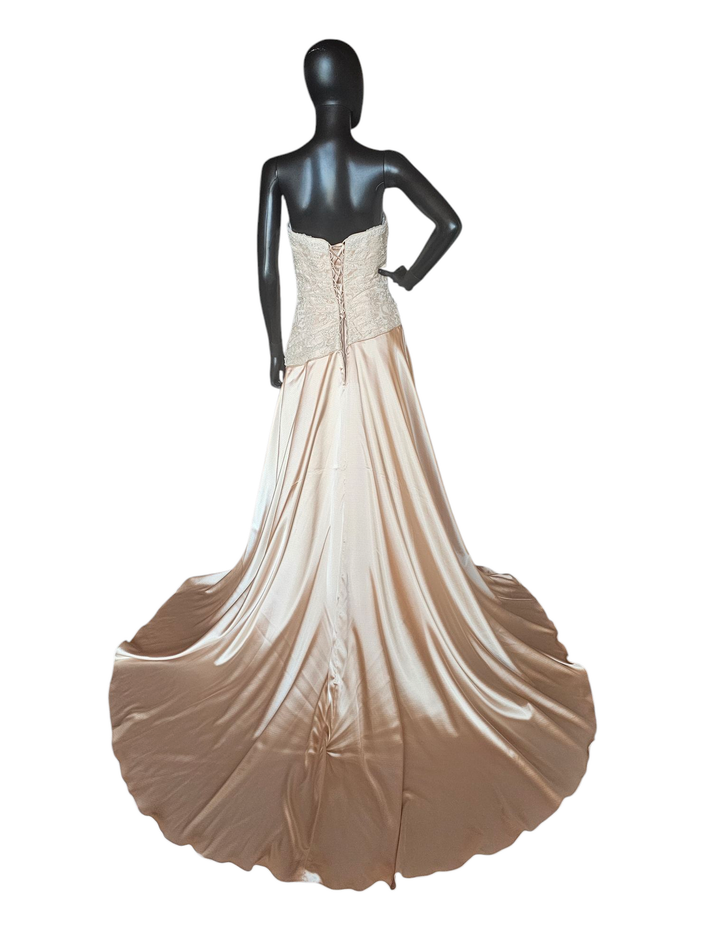 Gold Charmeuse Asymmetrical Wedding Gown - Maggie Sottero
