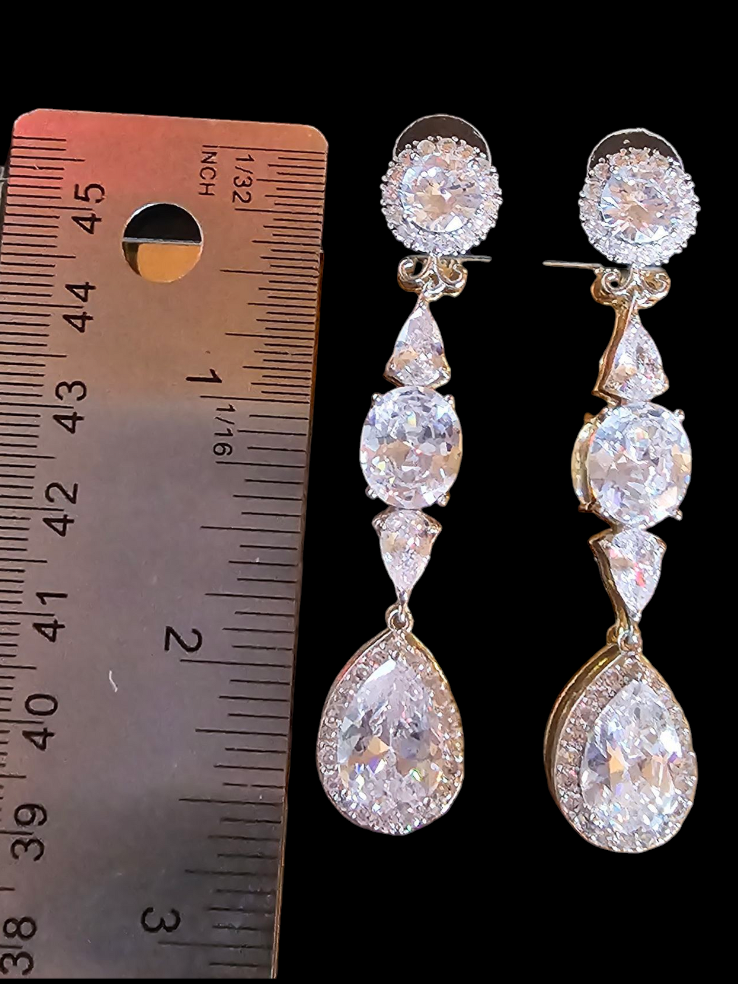 Extra Long Teardrop Crystal Earring