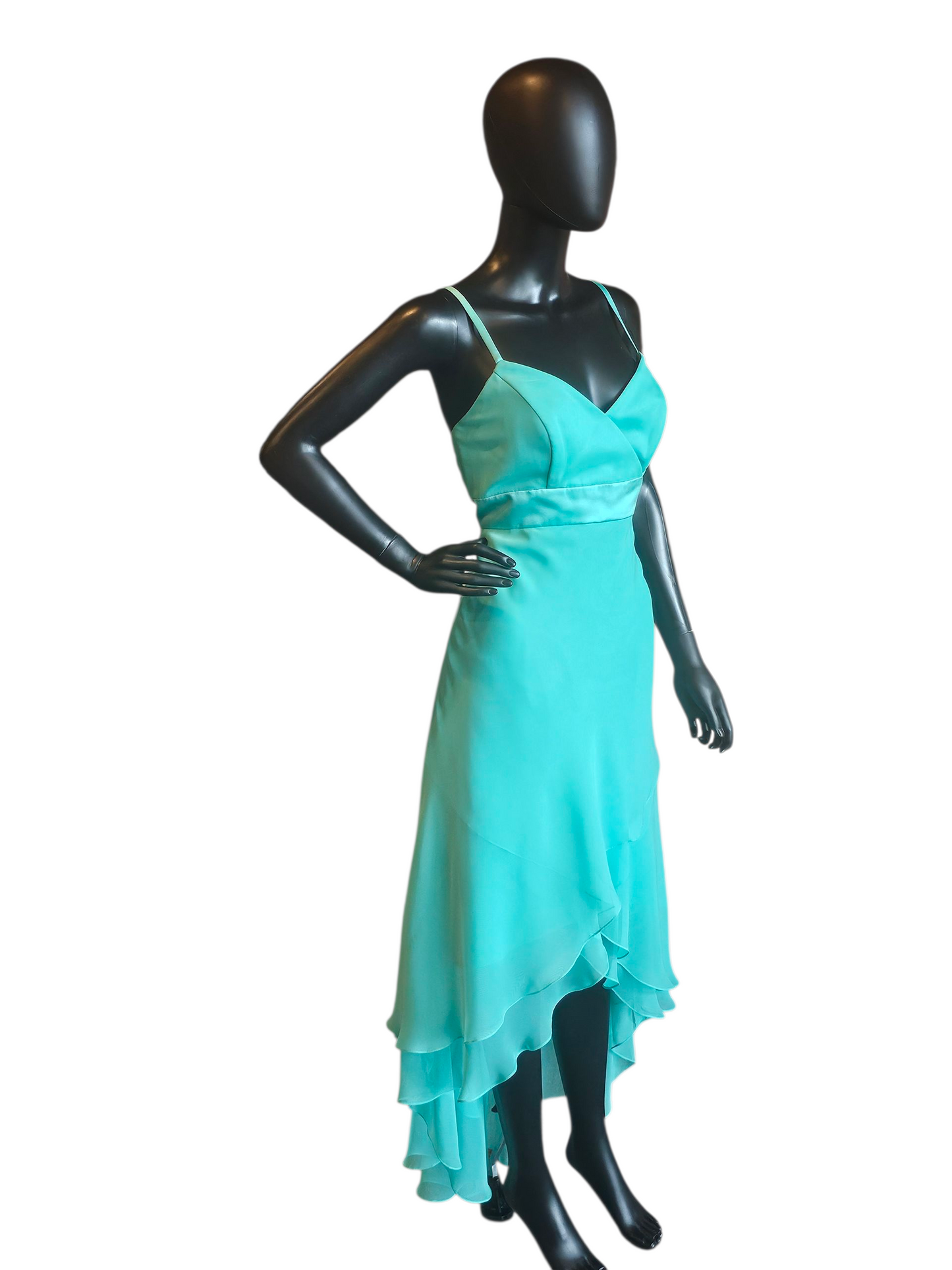 Turquoise Chiffon High-Low Formal Dress - Da Vinci