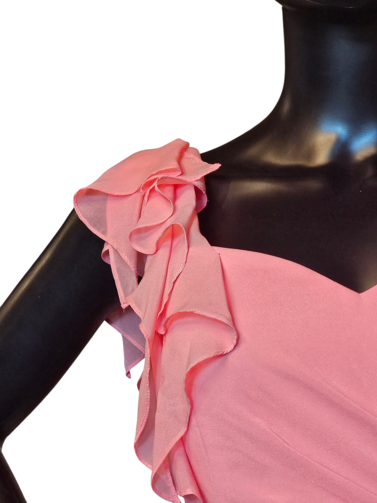 Coral Chiffon One Shoulder Party Dress - B2