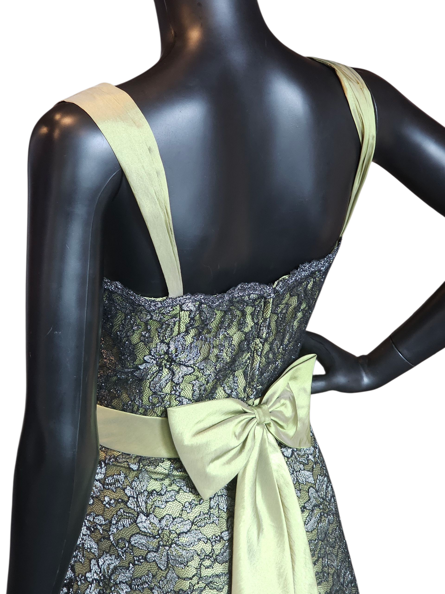 Apple Green/Black Lace A-Line Cocktail Dress - Alexia