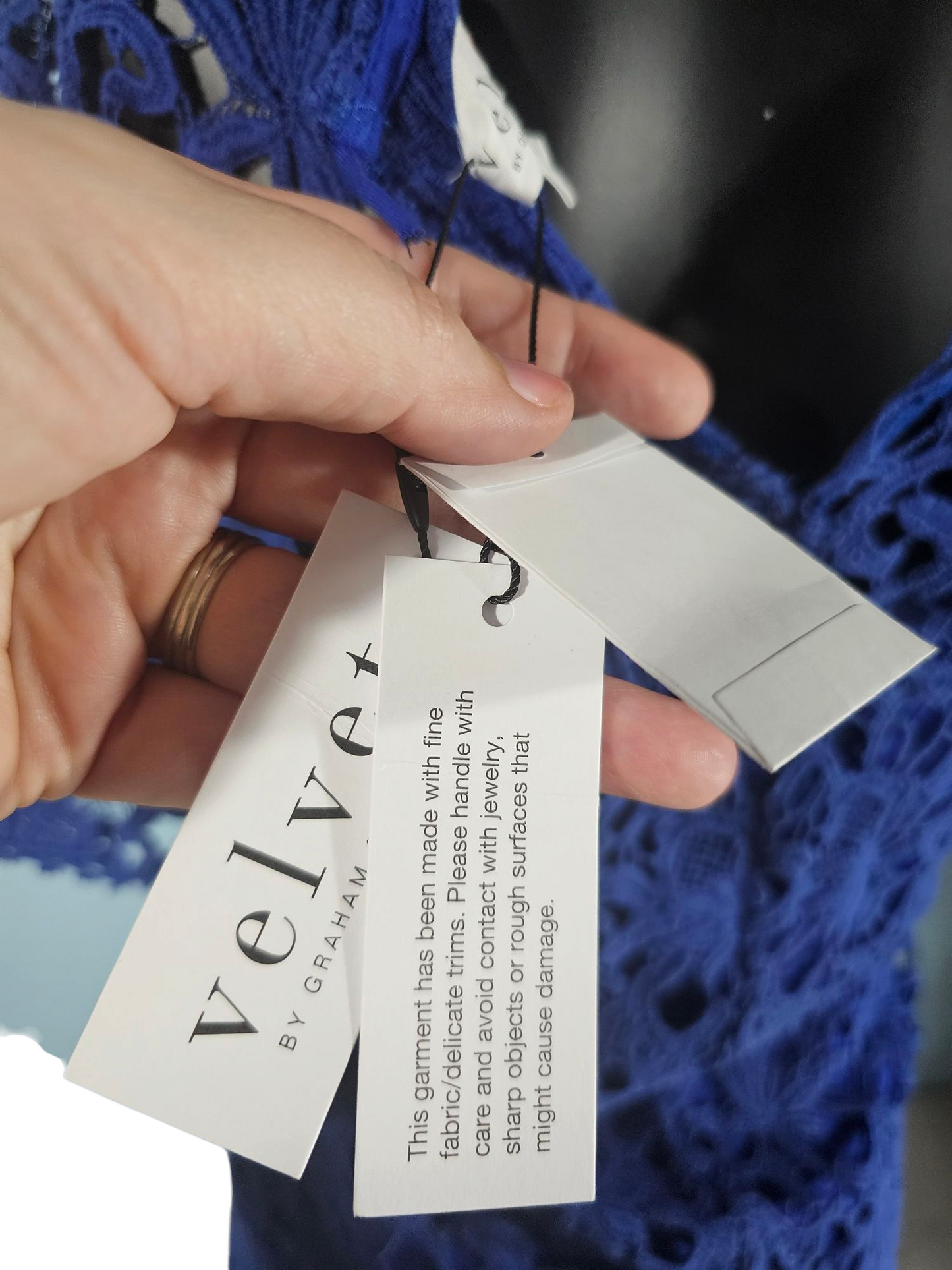 Royal Blue Cotton Lace Flutter Sleeve Mid Dress - NWT - Velvet by Graham & Spencer