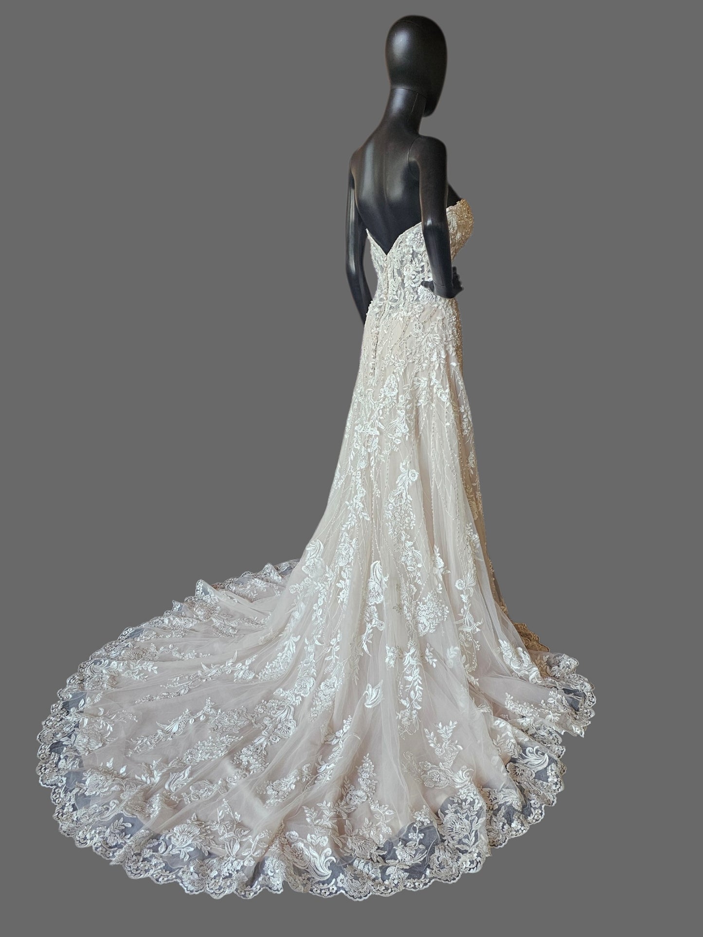 Strapless Sweetheart Illusion Bodice Beaded Fit/Flare Wedding Gown - Beloved