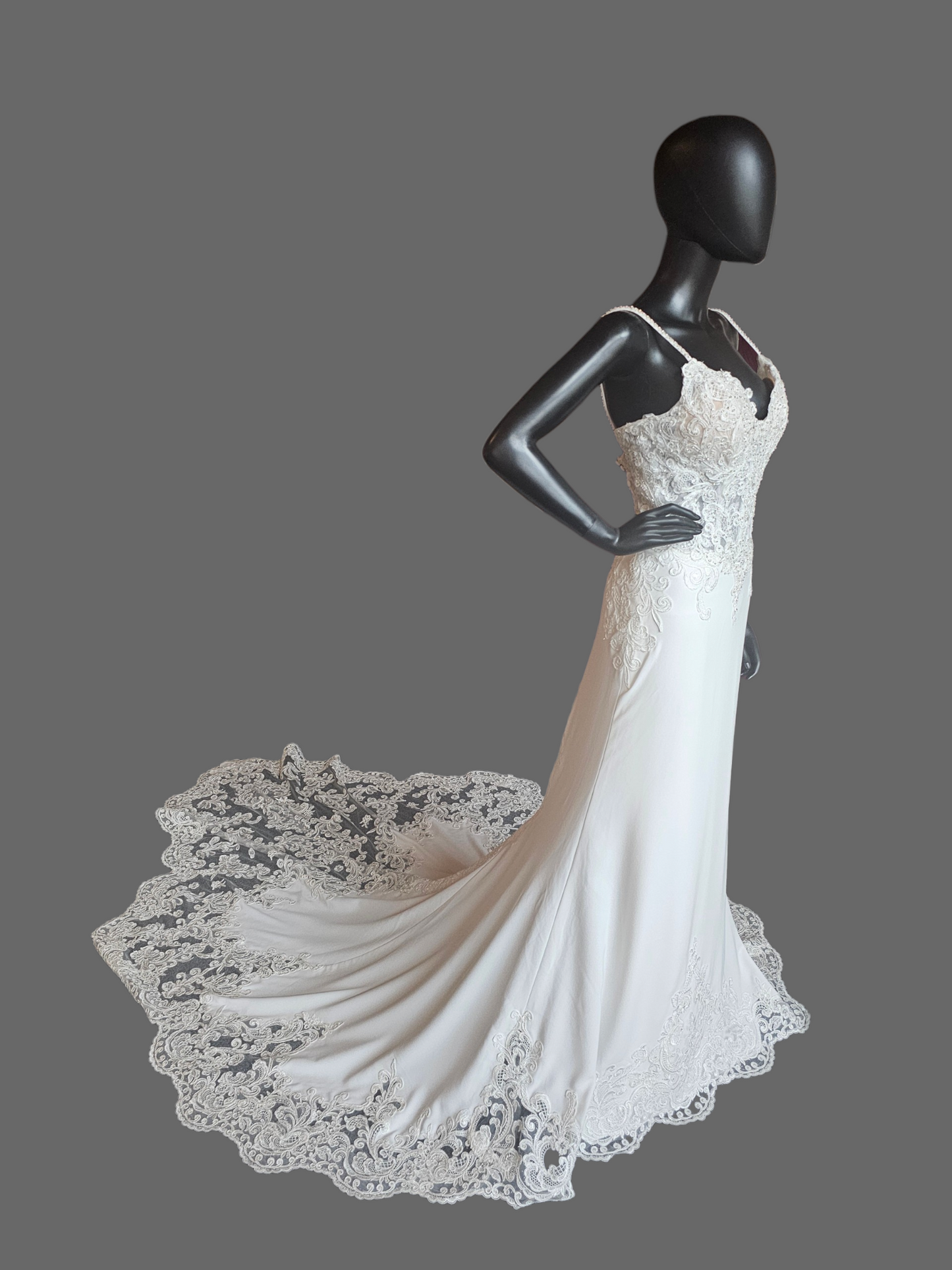 Lace Bodice/Crepe Fitted Wedding Gown - Martin Thornburg