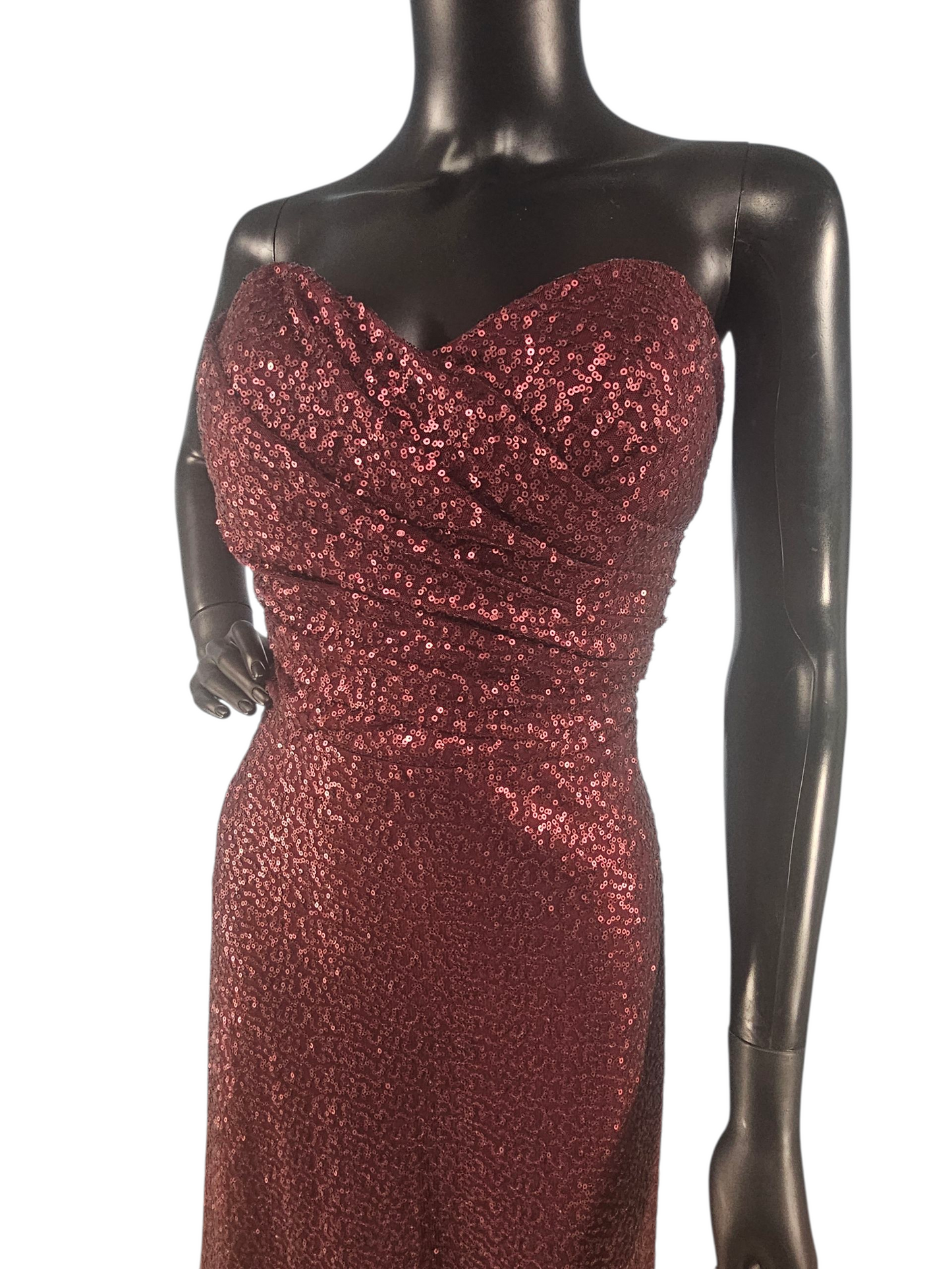 Bordeaux Sequin Halter Full Length Formal Gown - Mori Lee