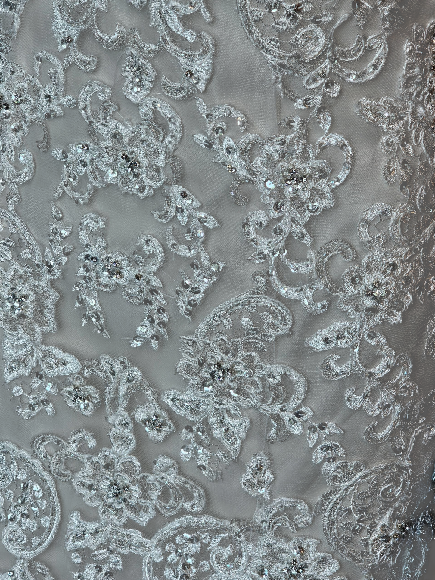 Ivory/Champagne Off Shoulder Fit and Flare Sparkle Illusion Wedding Gown