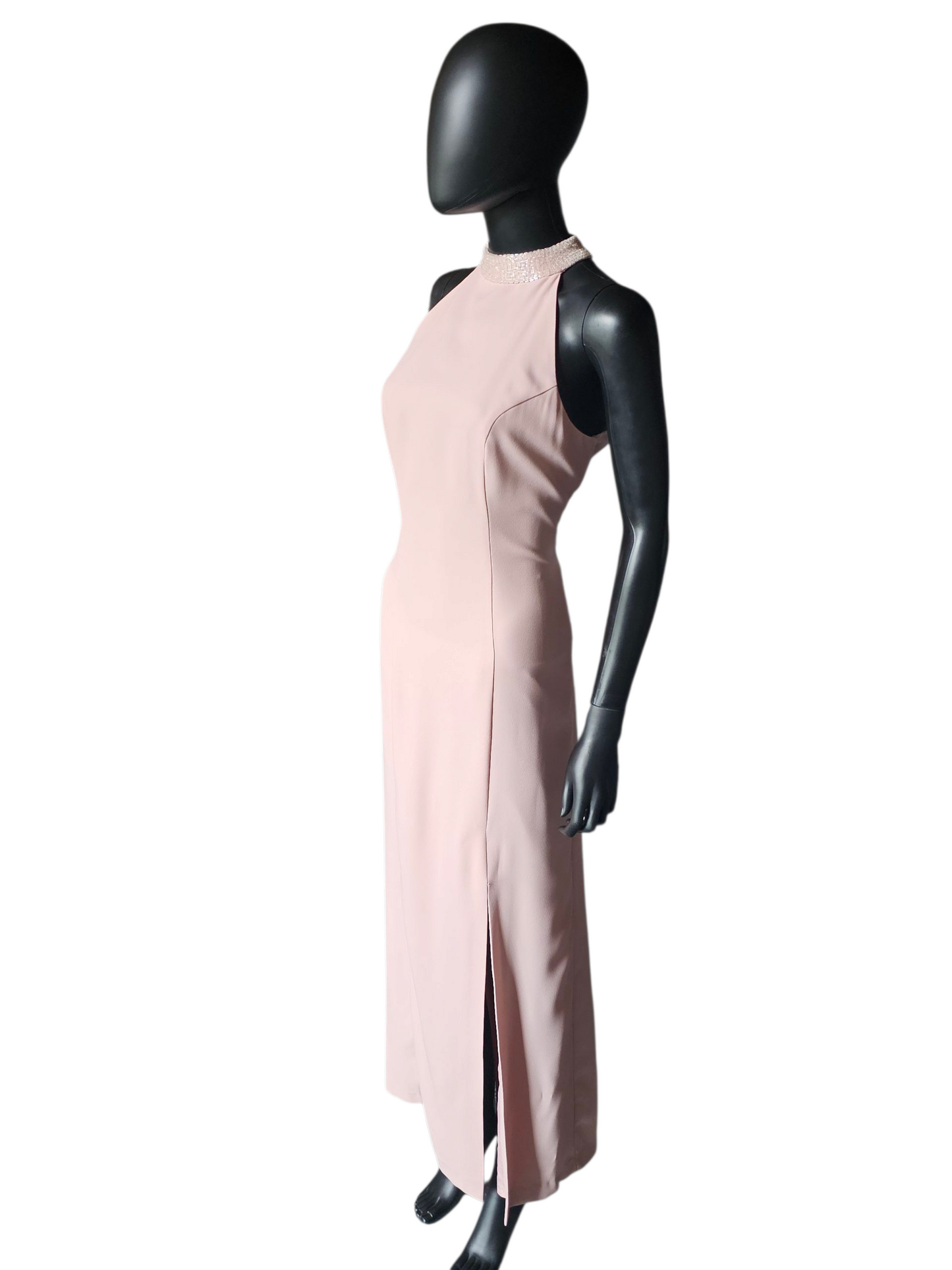 Soft Pink High Neck Sheath Formal Maxi Gown W/Jacket - Malas New York