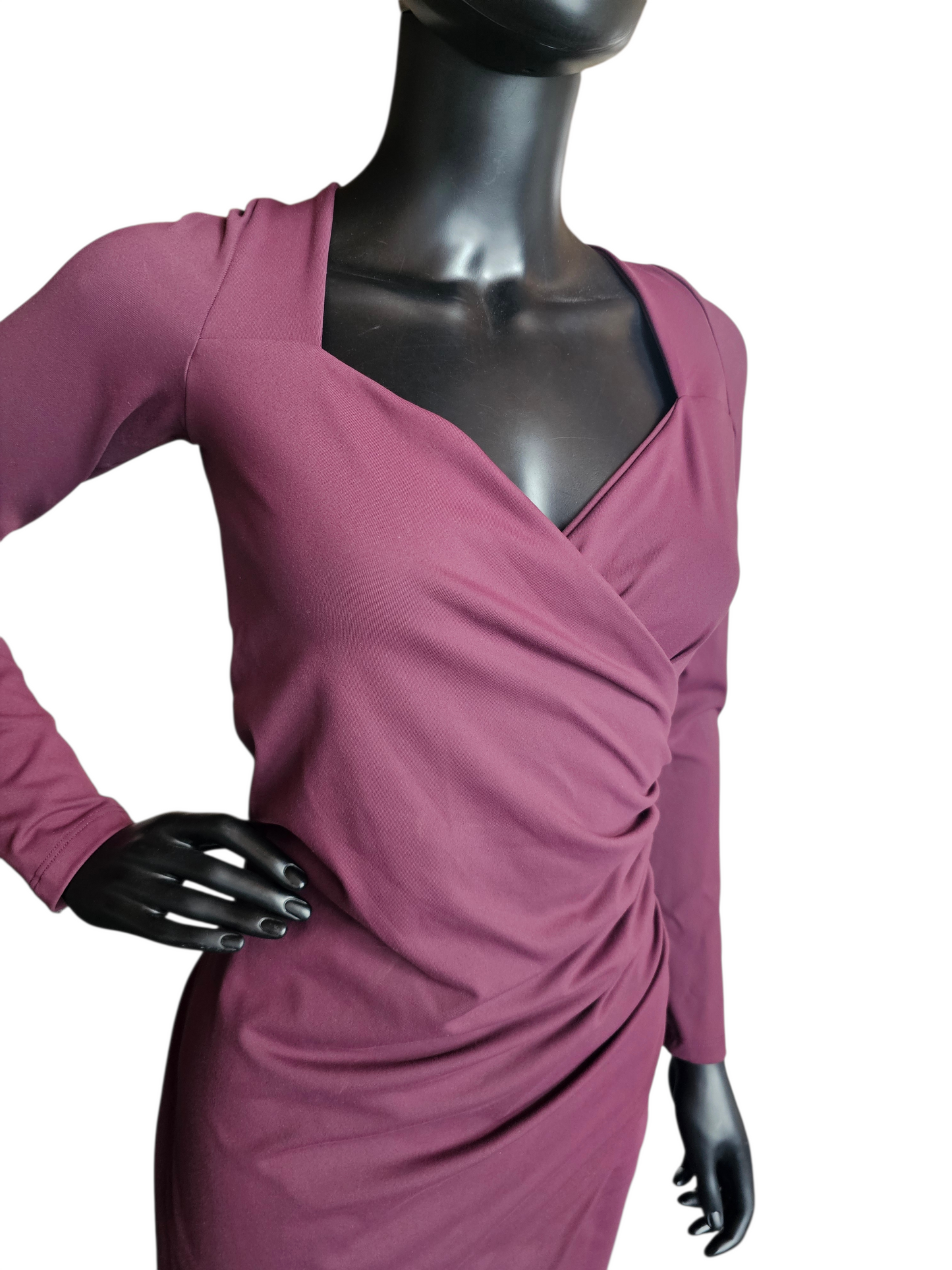 Burgandy Wrap Jersey Stretch Dress NWT - Susan Monaco