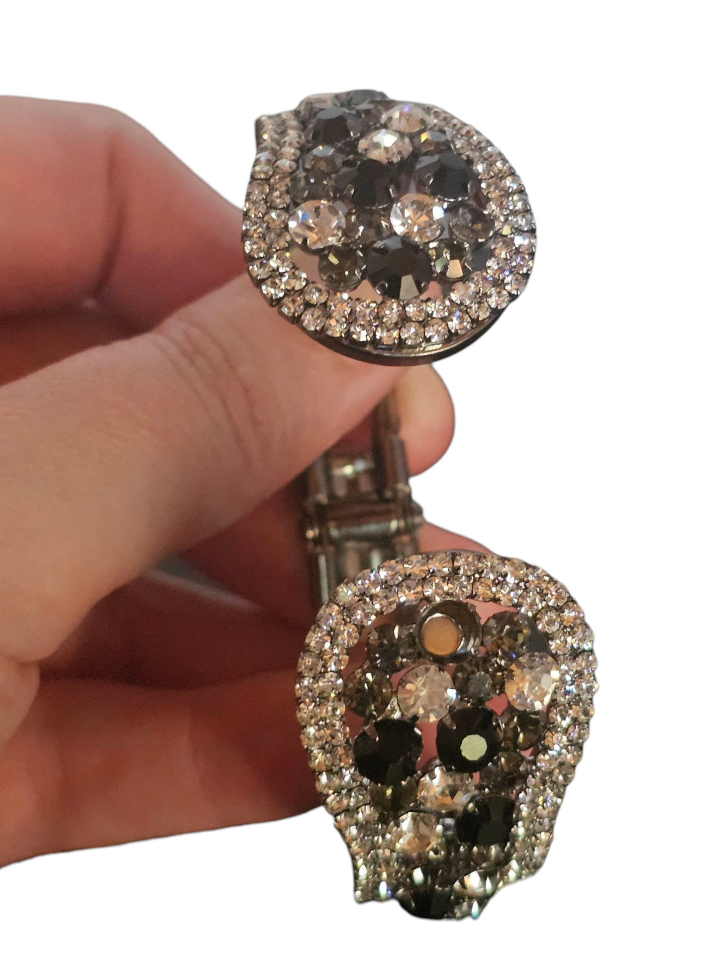 Black/White Rhinestone Cuff Bracelet