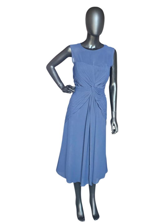 Navy Illusion Front Twist Chiffon Formal Cocktail Dress - Bill Levkoff