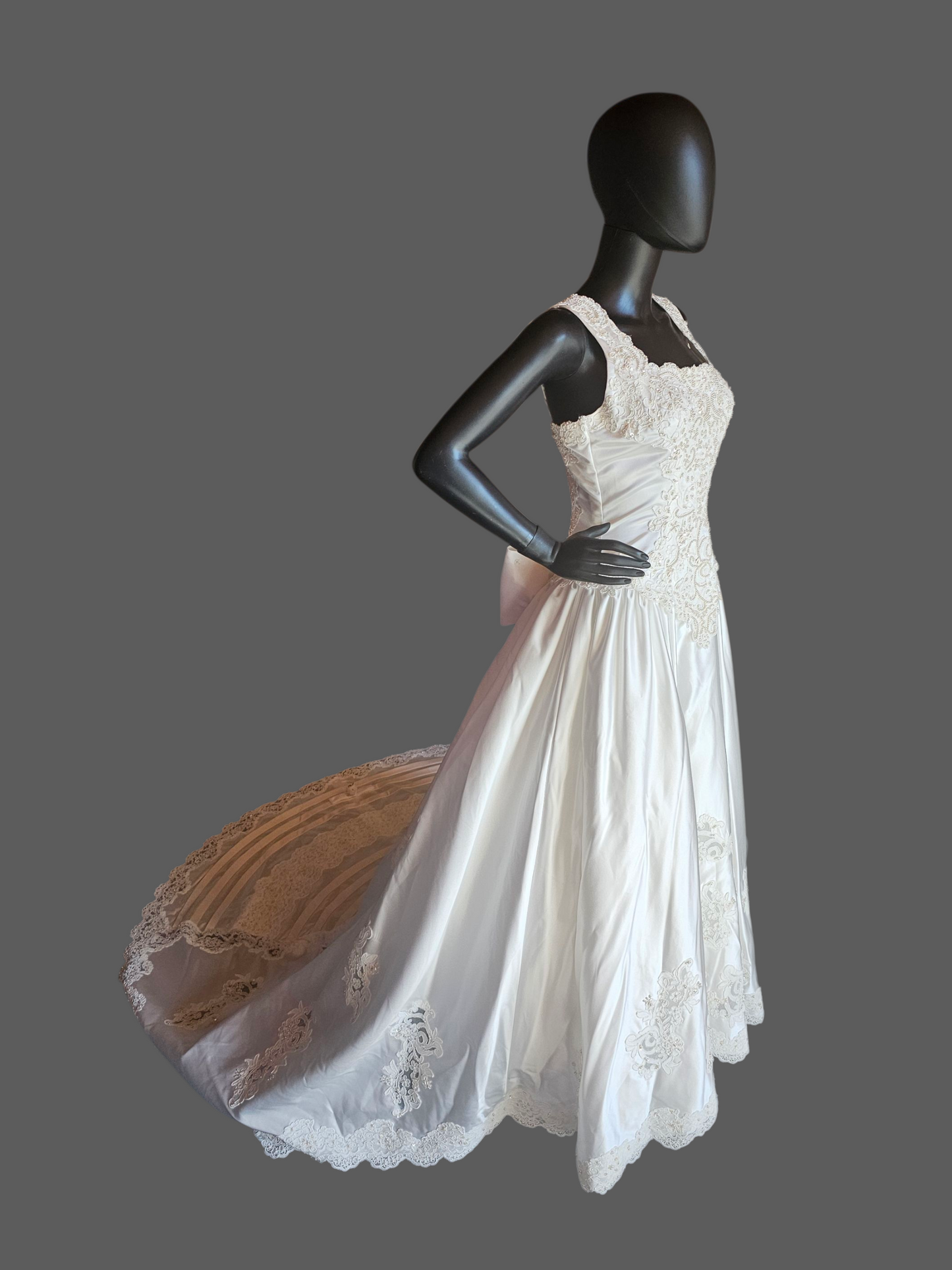 Vintage 2-Tone Square Neck Renaissance Waist Wedding Gown - Michelangelo