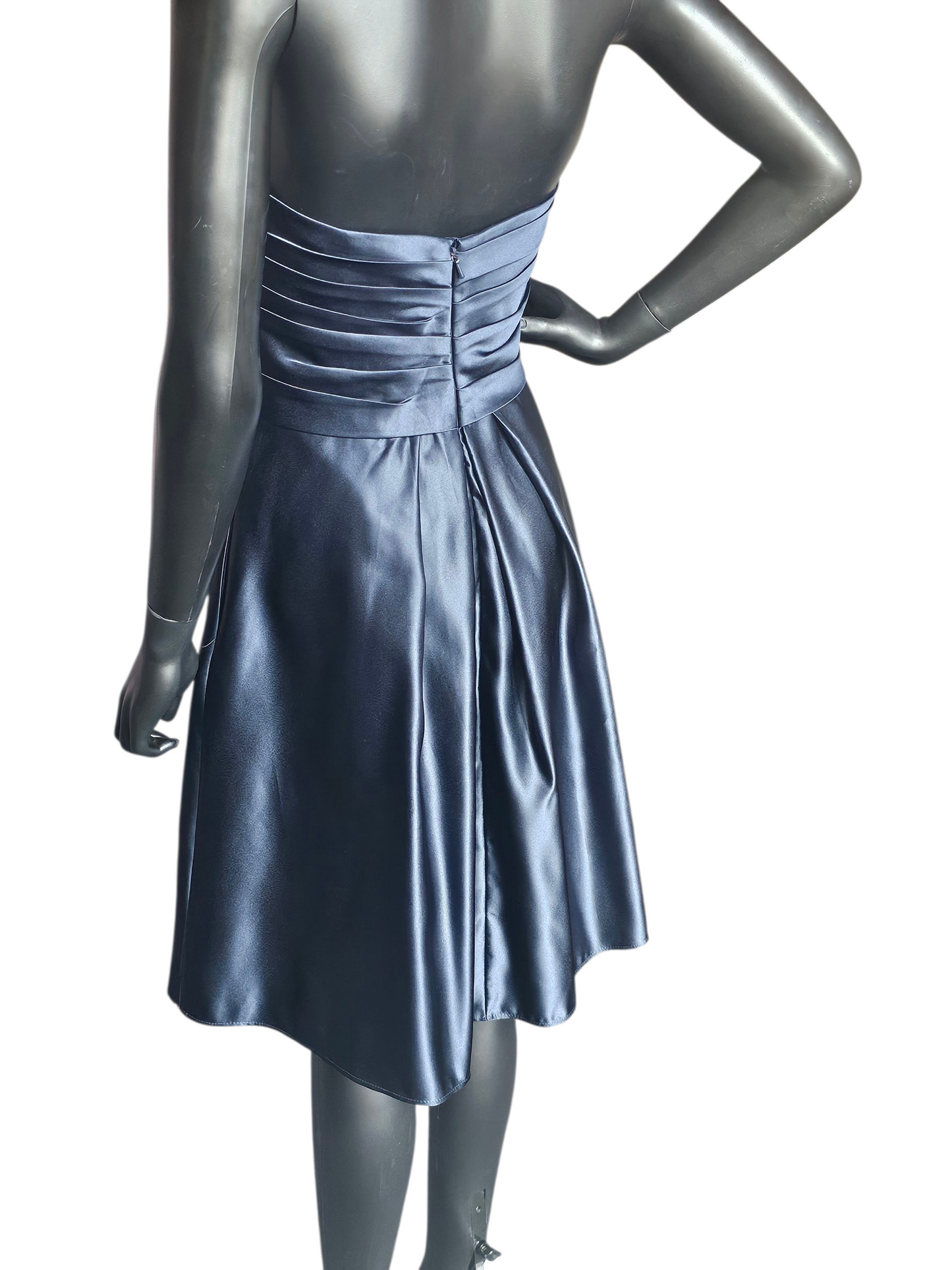 Navy Satin Sweetheart Cocktail/Party Dress - Bill Levkoff