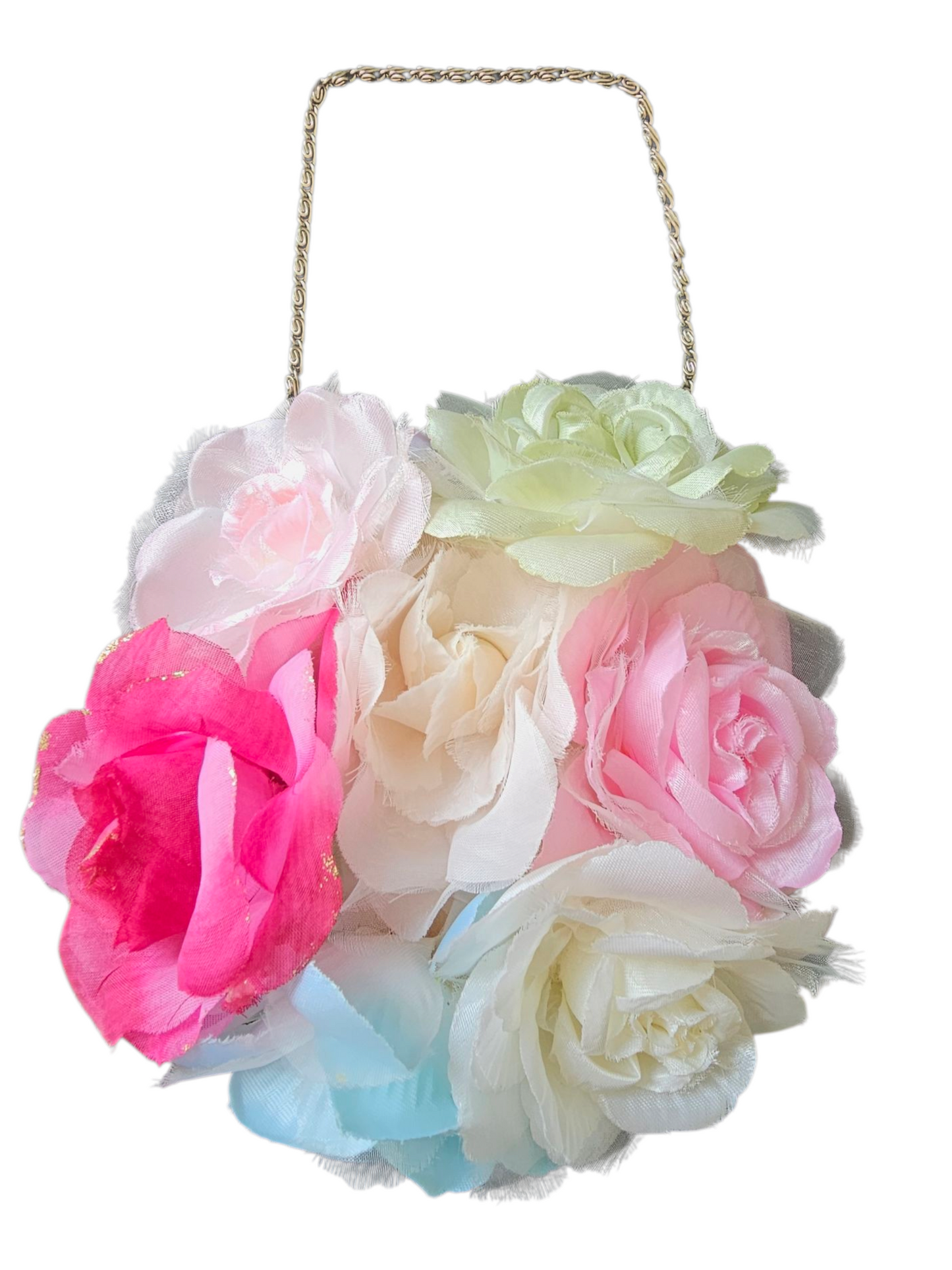Satin/Multicolored Flower Handbag