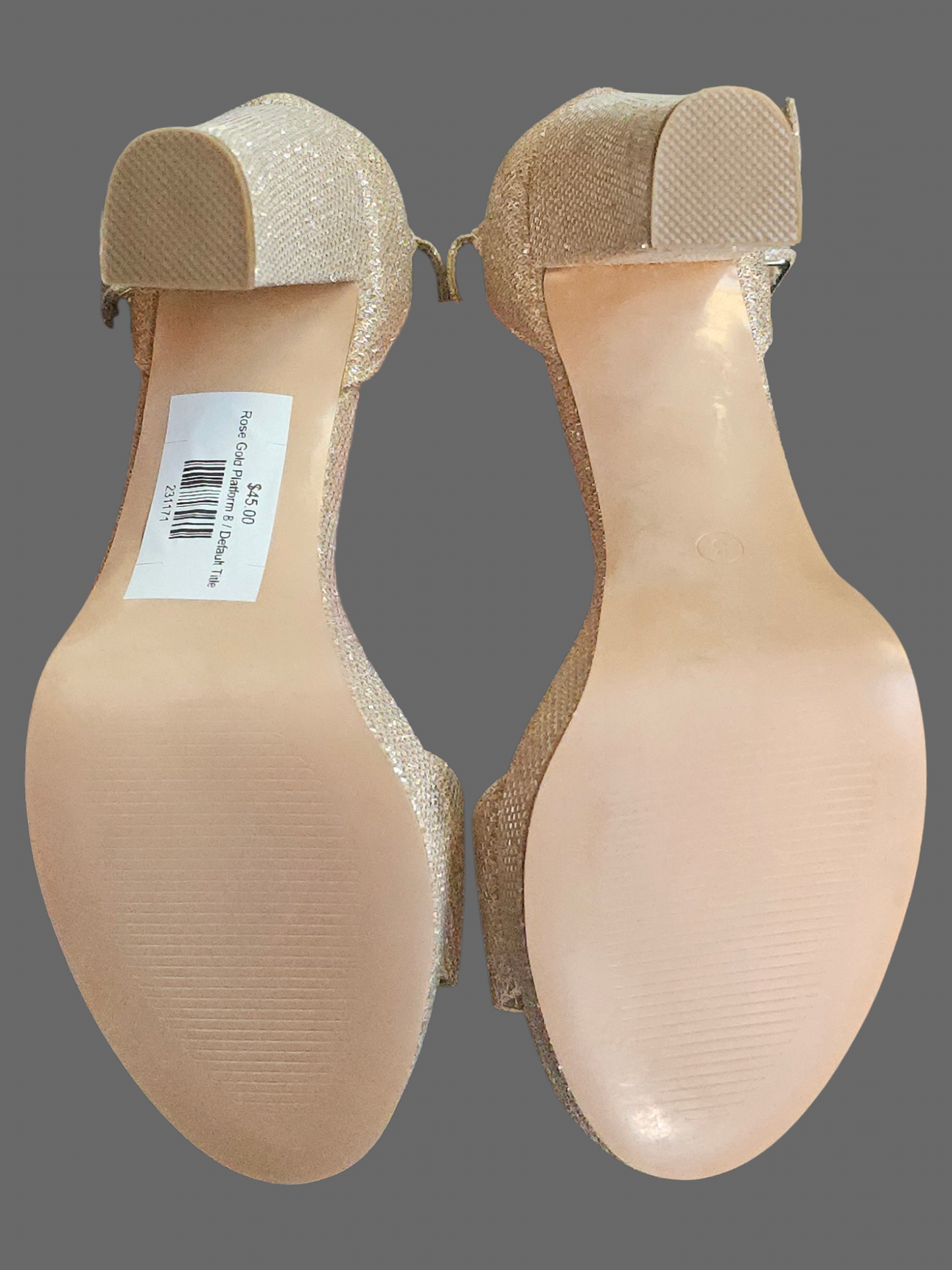 Rose Gold Platform Ankle Strap Heel Shoe
