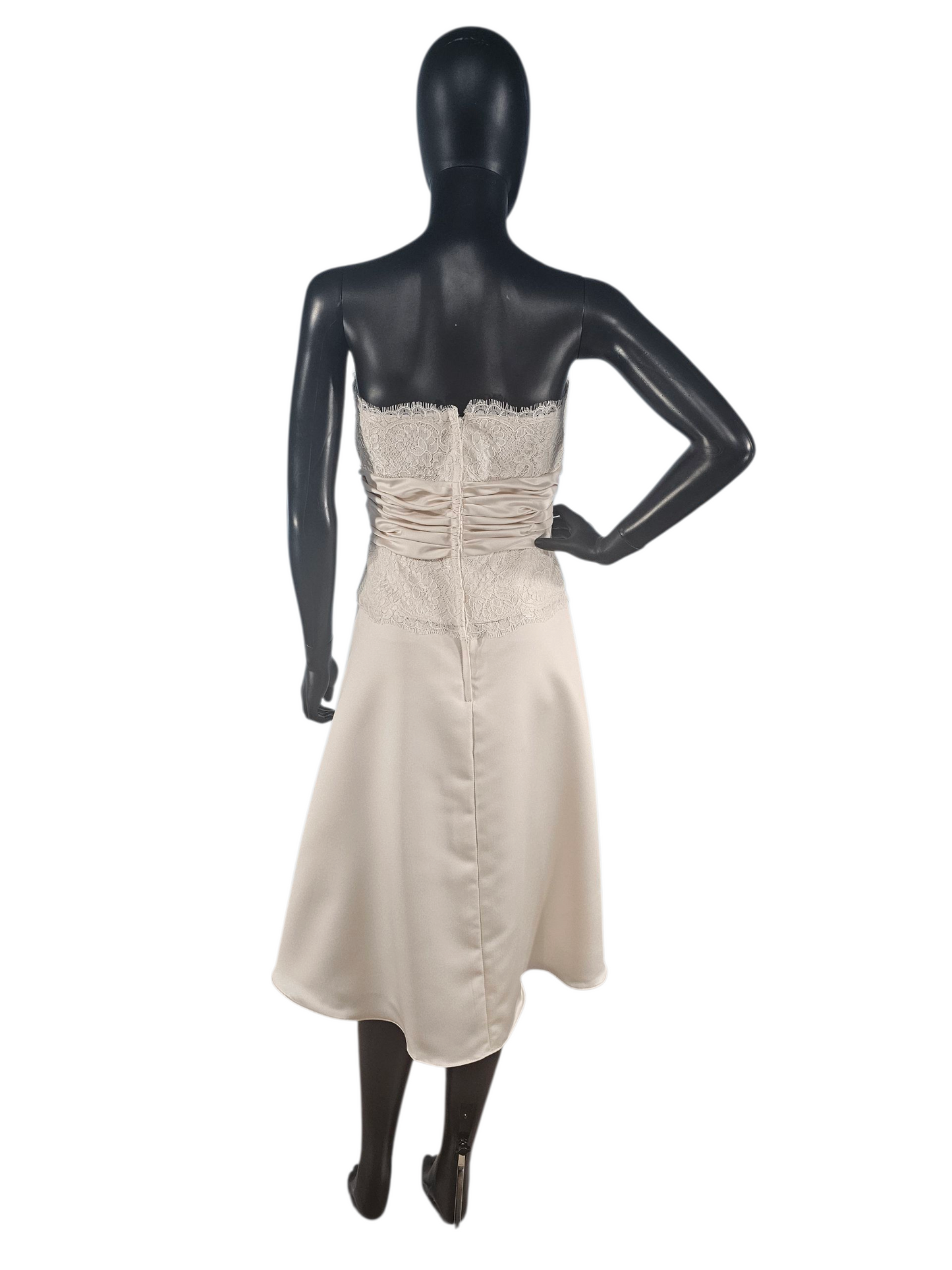 Ivory Lace/Satin Mid-Length Formal Dress - Forever Yours