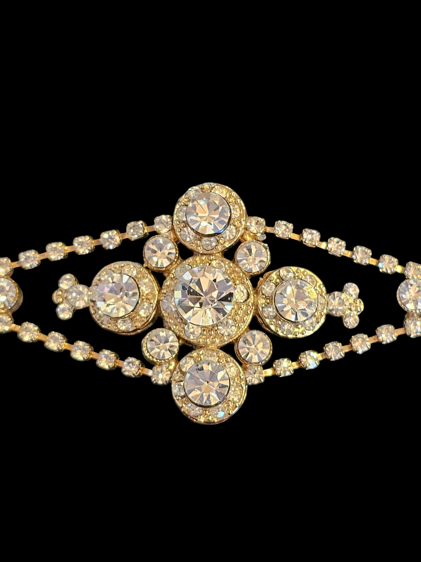 Gold/Large Crystal Art Deco Clasp Bracelet