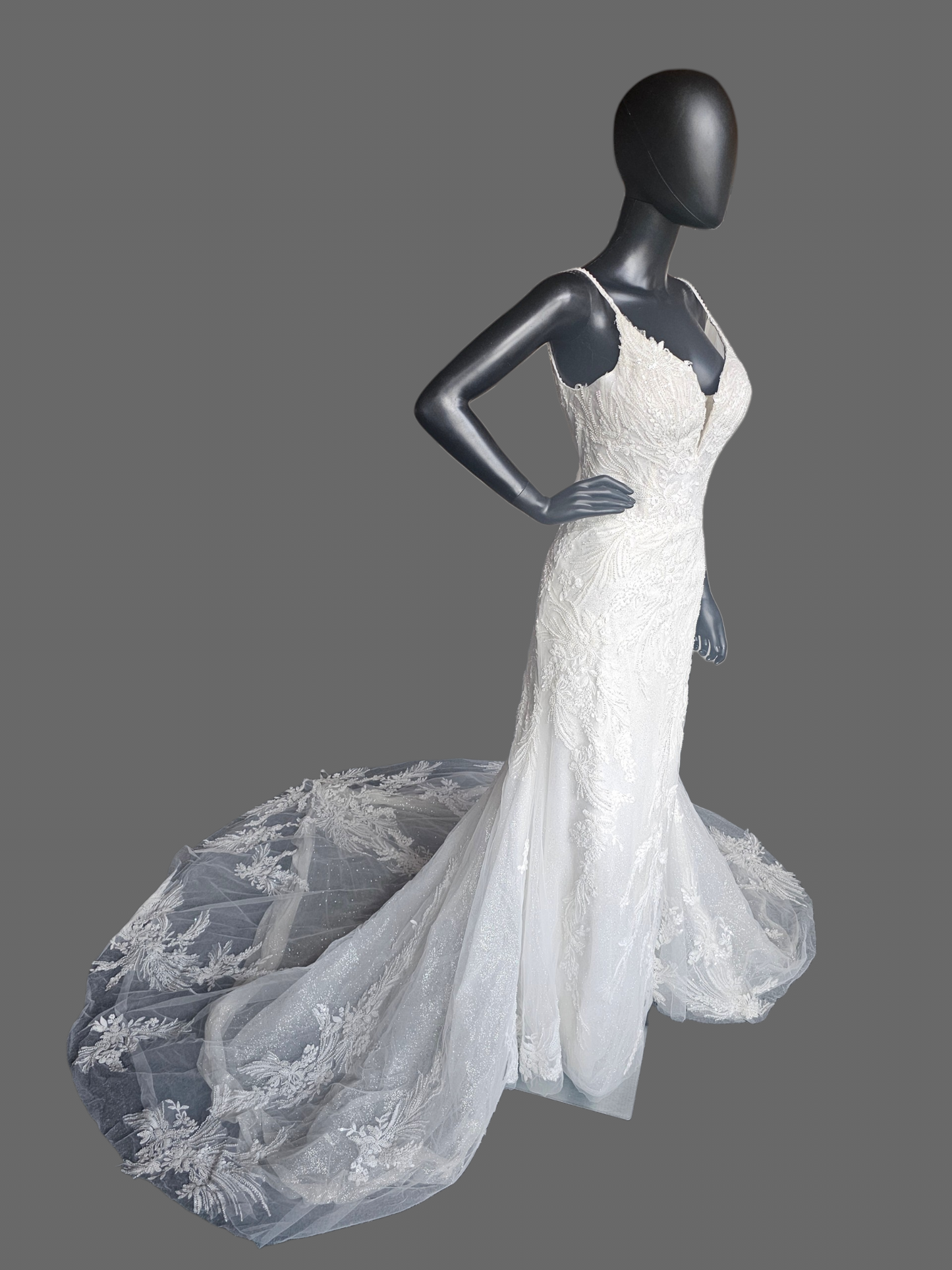 Full Beaded Glitter Layer Fit/Flare Wedding Gown - Private Label