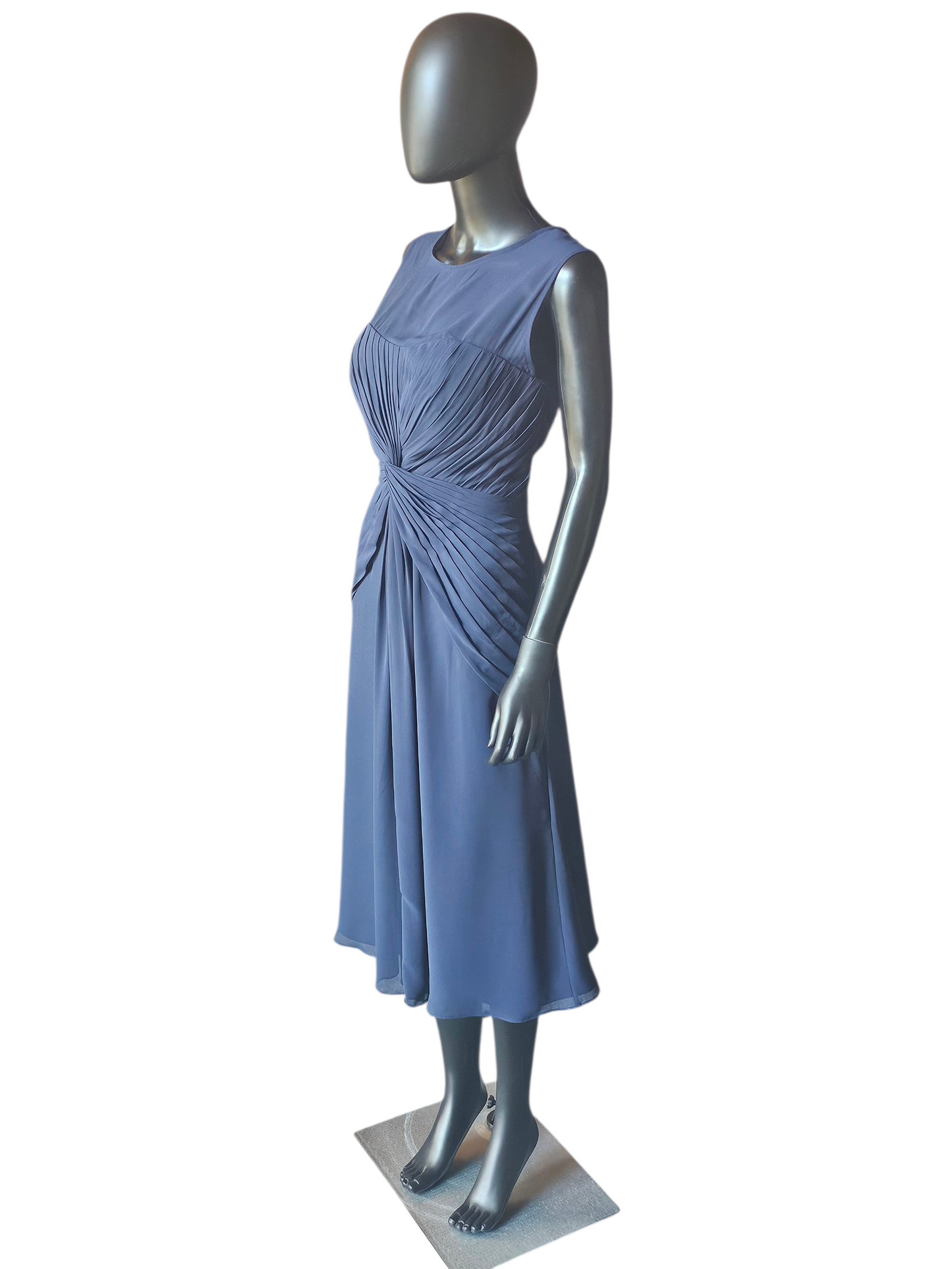 Navy Illusion Front Twist Chiffon Formal Cocktail Dress - Bill Levkoff