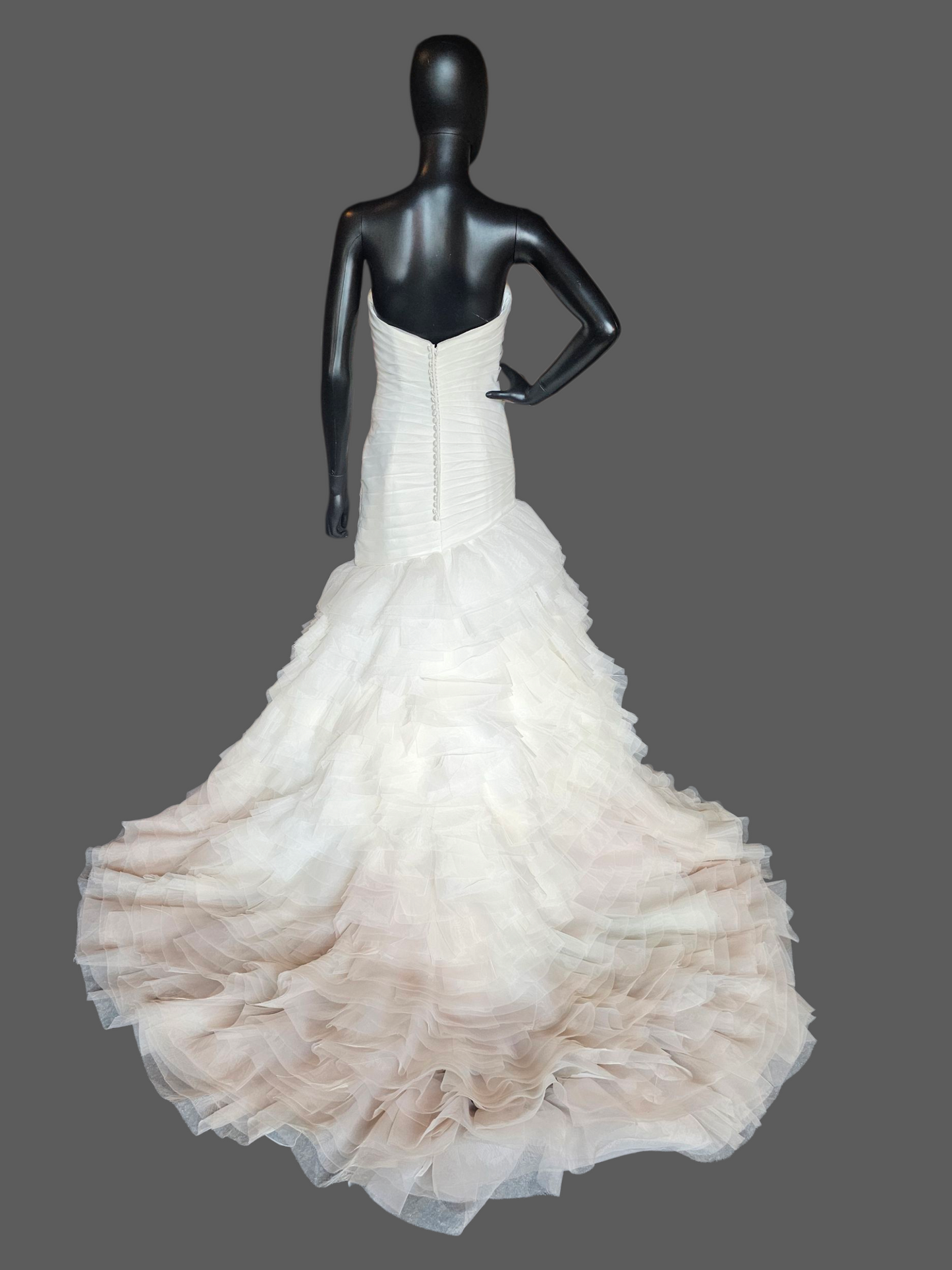 Ivory/Gold Ombre Fit/Flare Ruffle Sweetheart Wedding Gown - Mori Lee